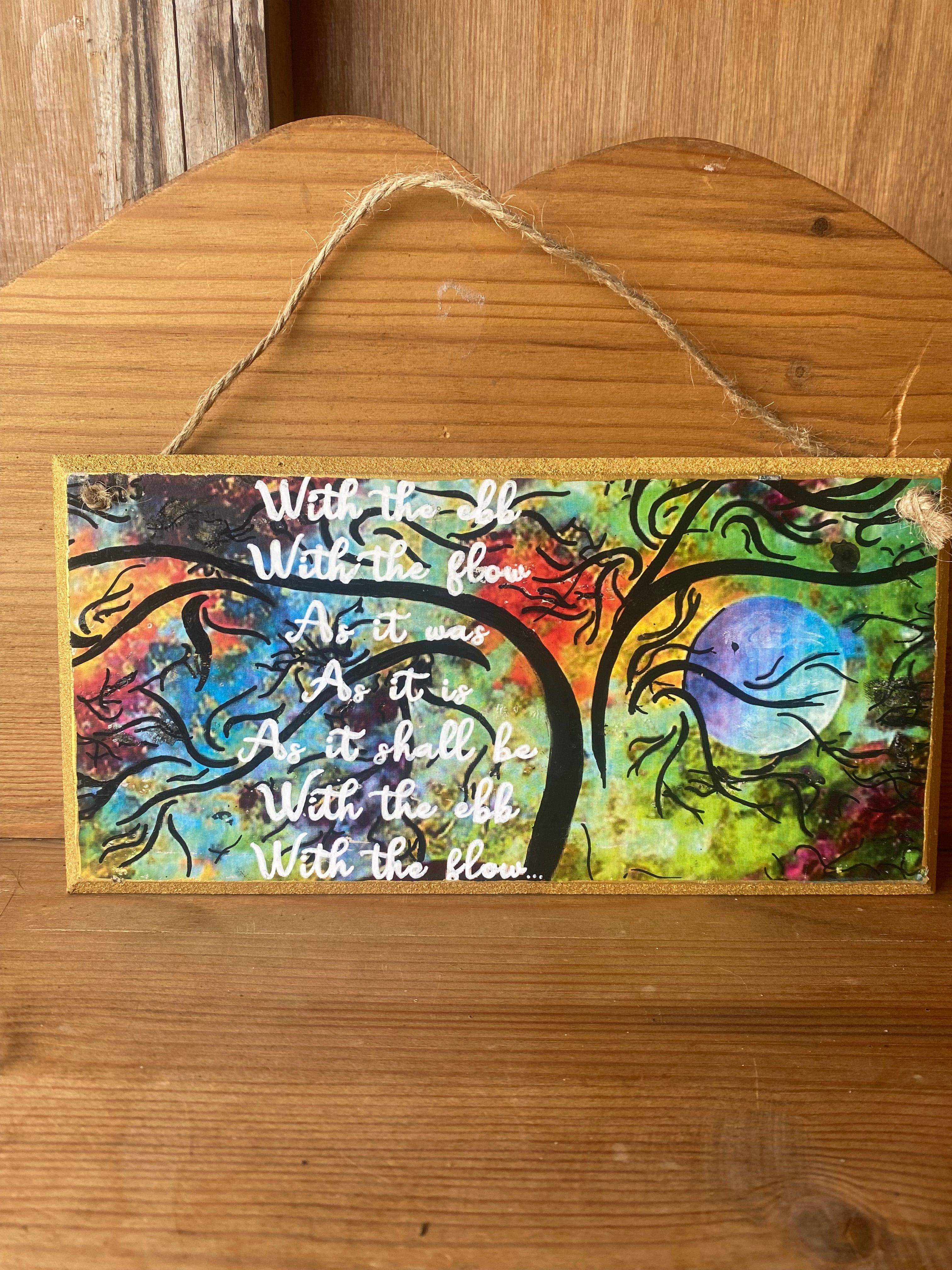 “With the Ebb, With the Flow” Swirly Hand Painted Plaque