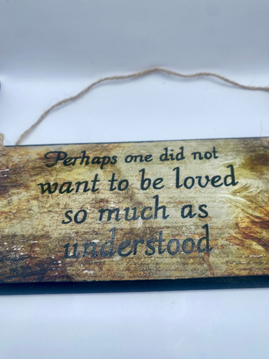 1984 - George Orwell- Hand-Painted Plaque, “Perhaps one did not want to be loved so much as understood” ~ Wooden Sign
