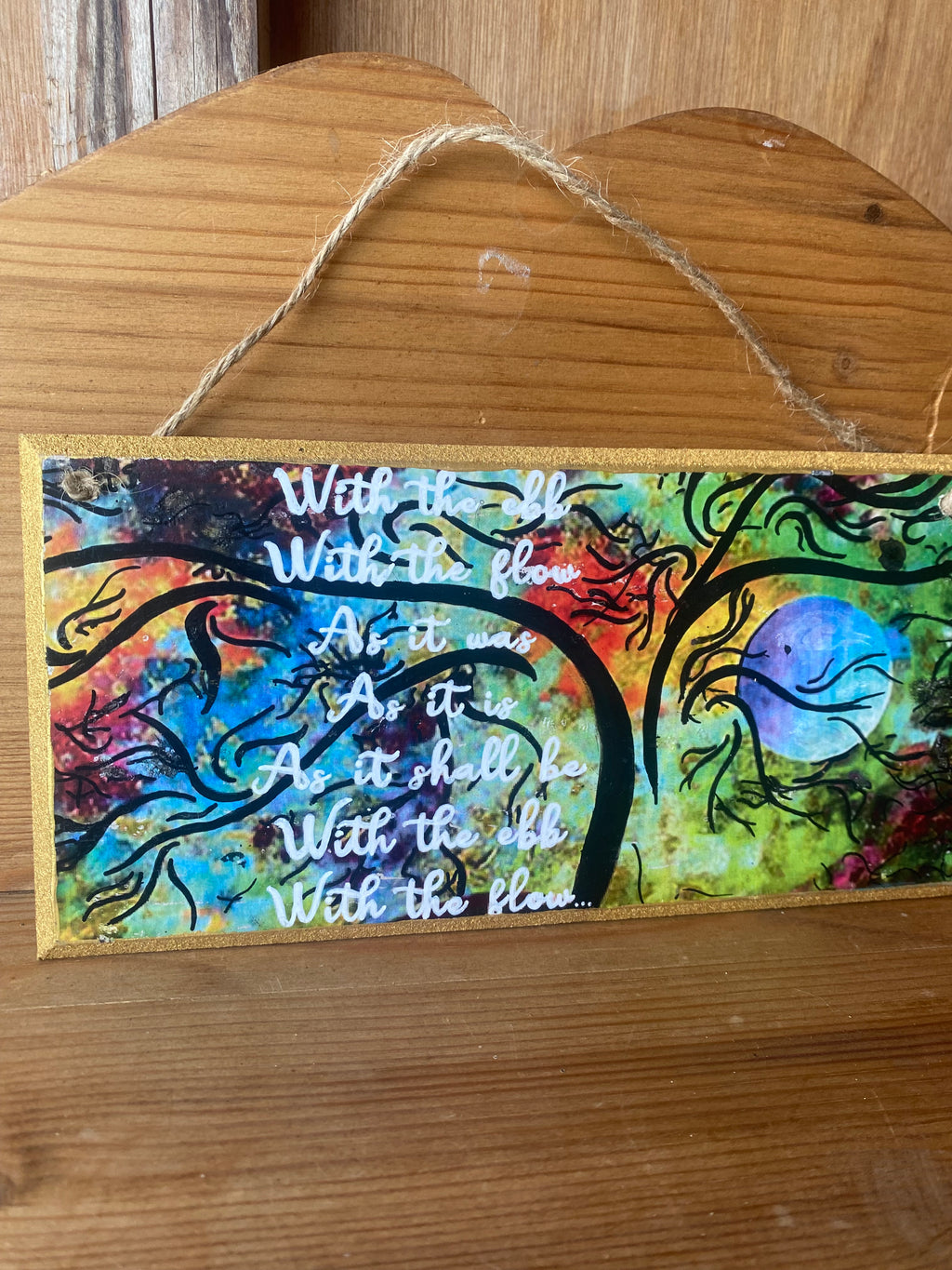 “With the Ebb, With the Flow” Swirly Hand Painted Plaque