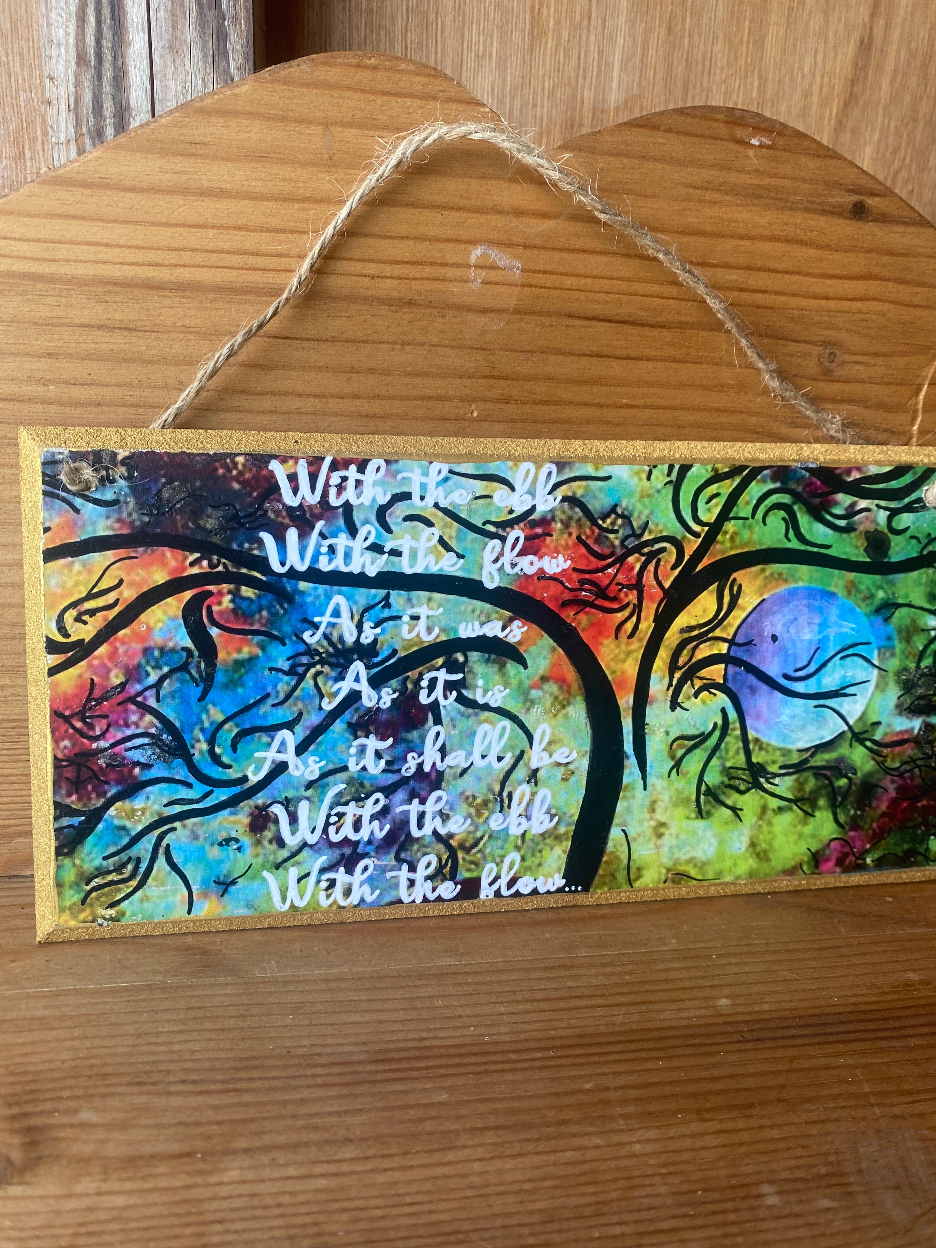 “With the Ebb, With the Flow” Swirly Hand Painted Plaque