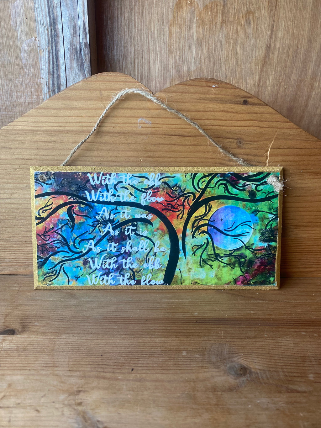 “With the Ebb, With the Flow” Swirly Hand Painted Plaque