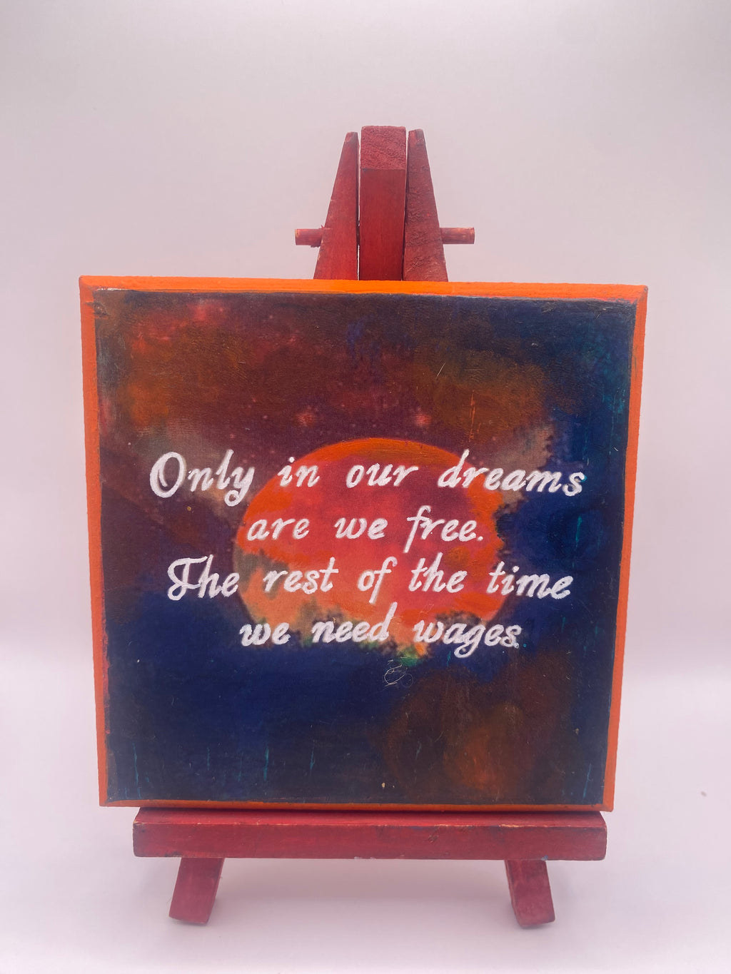 “Only in Our Dreams Are We Free” Hand Painted, Terry Pratchett-inspired Plaque with Easel, sign with quote, Discworld