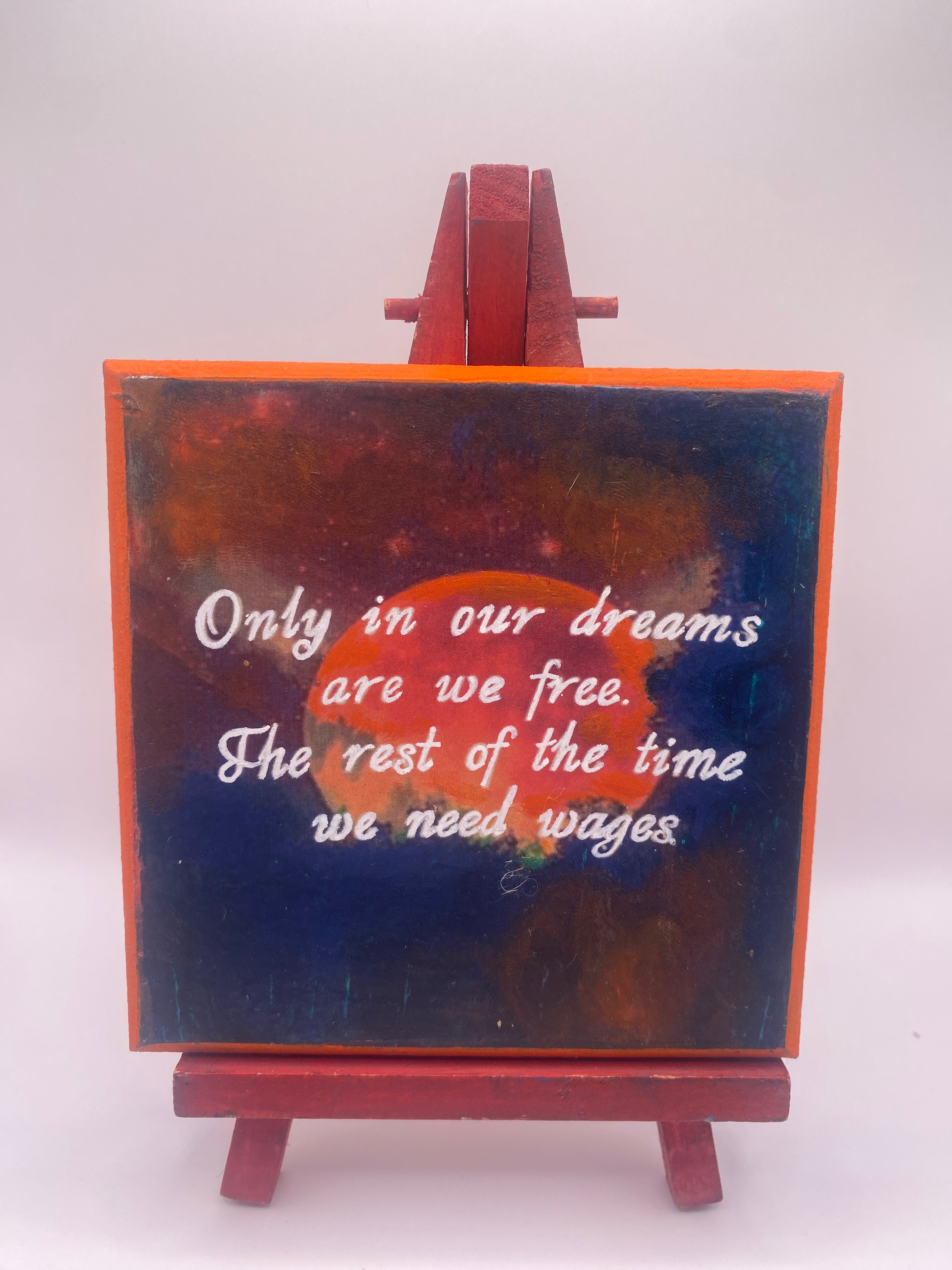 “Only in Our Dreams Are We Free” Hand Painted, Terry Pratchett-inspired Plaque with Easel, sign with quote, Discworld