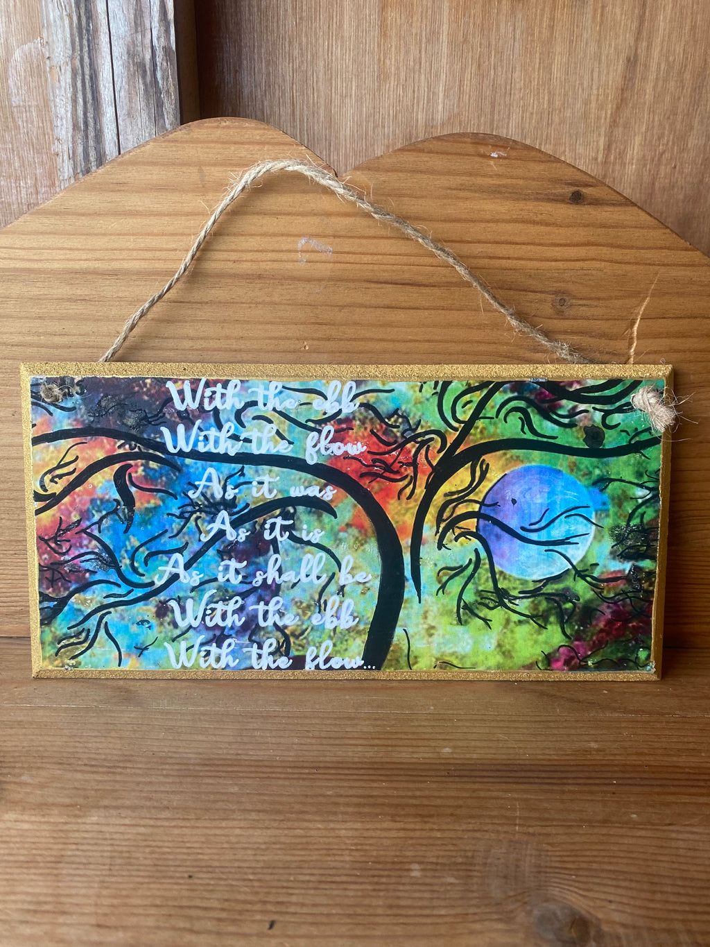“With the Ebb, With the Flow” Swirly Hand Painted Plaque