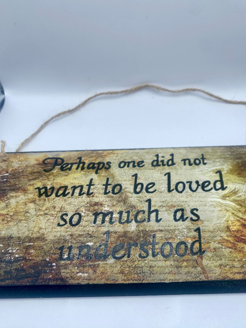 1984 - George Orwell- Hand-Painted Plaque, “Perhaps one did not want to be loved so much as understood” ~ Wooden Sign