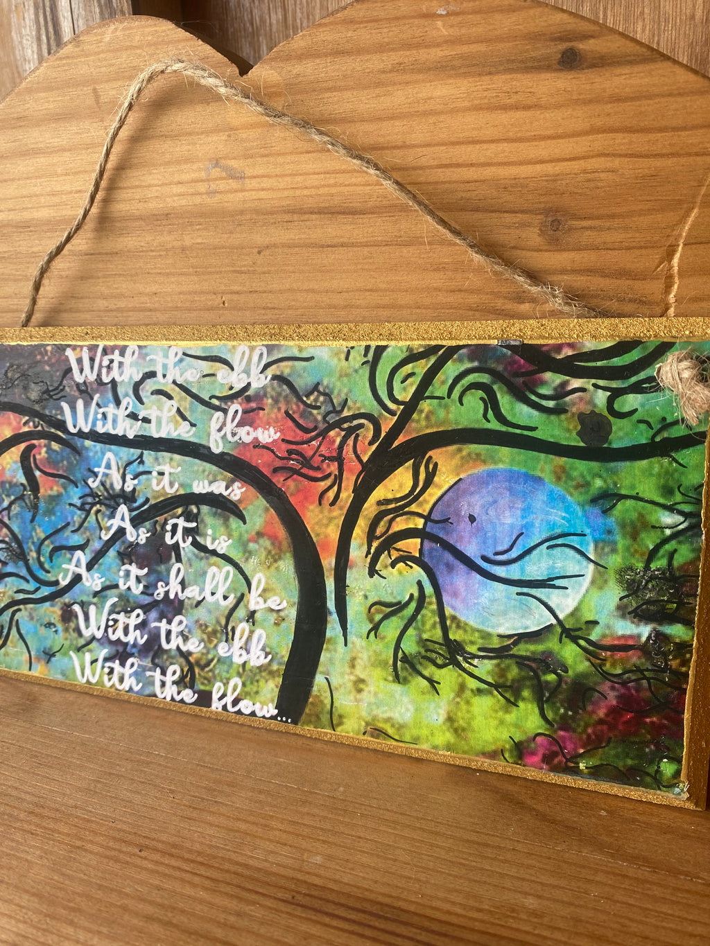 “With the Ebb, With the Flow” Swirly Hand Painted Plaque