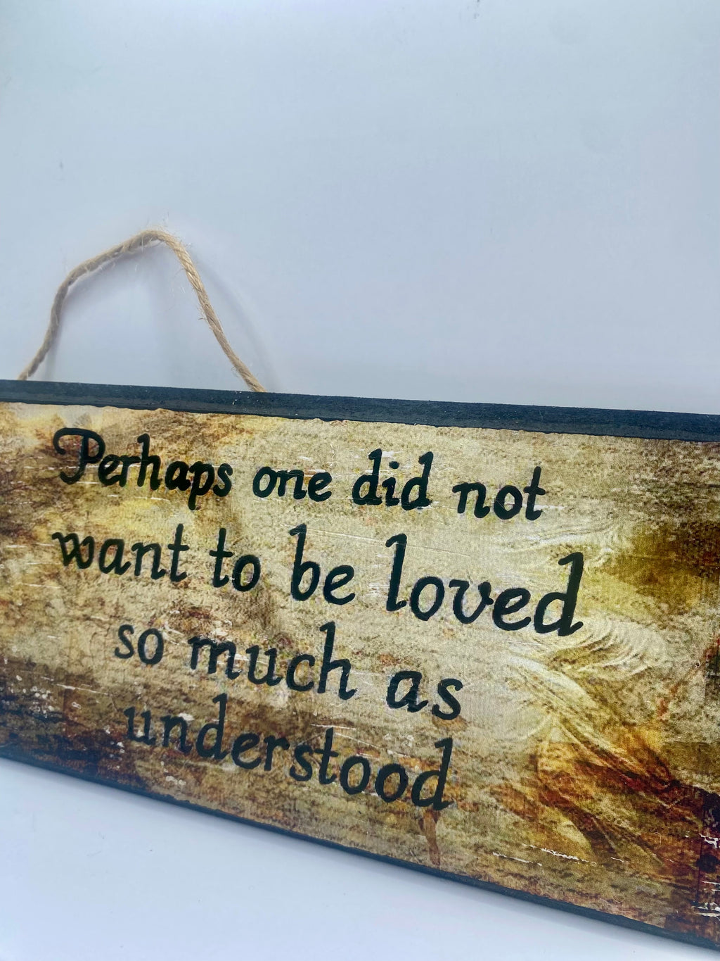 1984 - George Orwell- Hand-Painted Plaque, “Perhaps one did not want to be loved so much as understood” ~ Wooden Sign