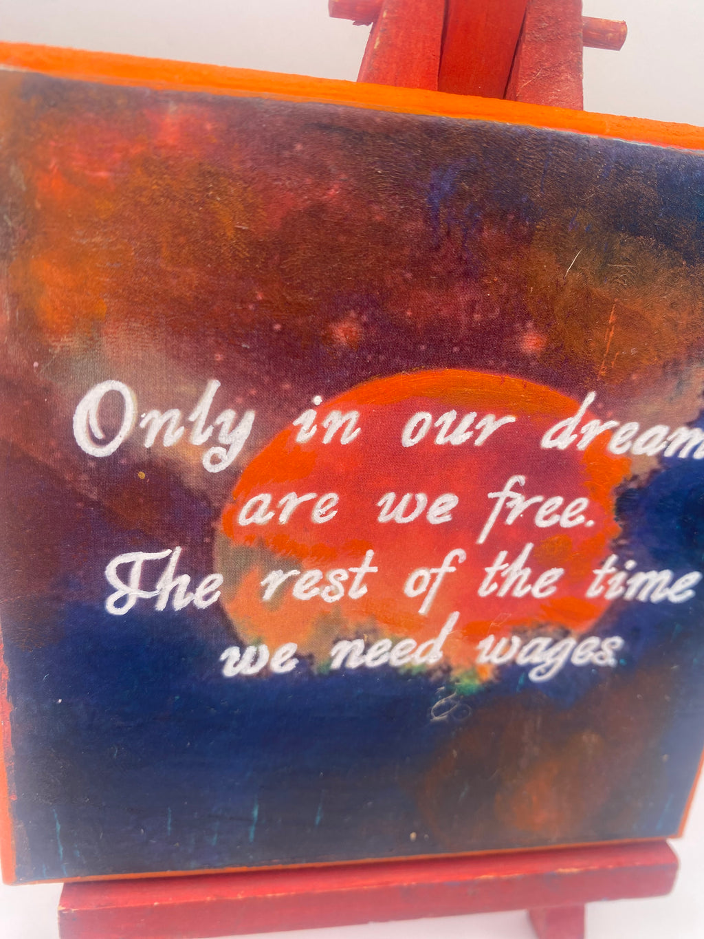 “Only in Our Dreams Are We Free” Hand Painted, Terry Pratchett-inspired Plaque with Easel, sign with quote, Discworld