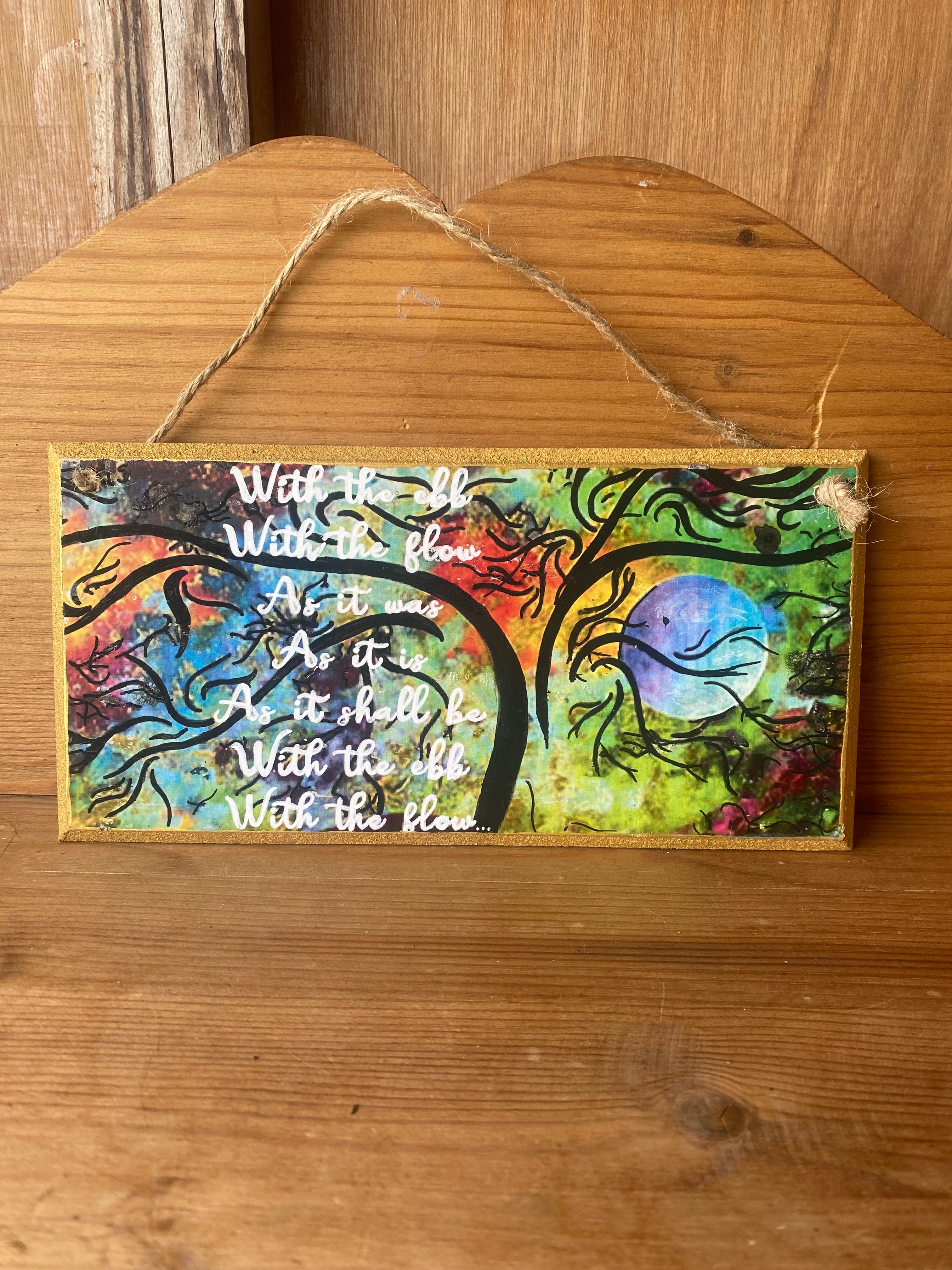 “With the Ebb, With the Flow” Swirly Hand Painted Plaque