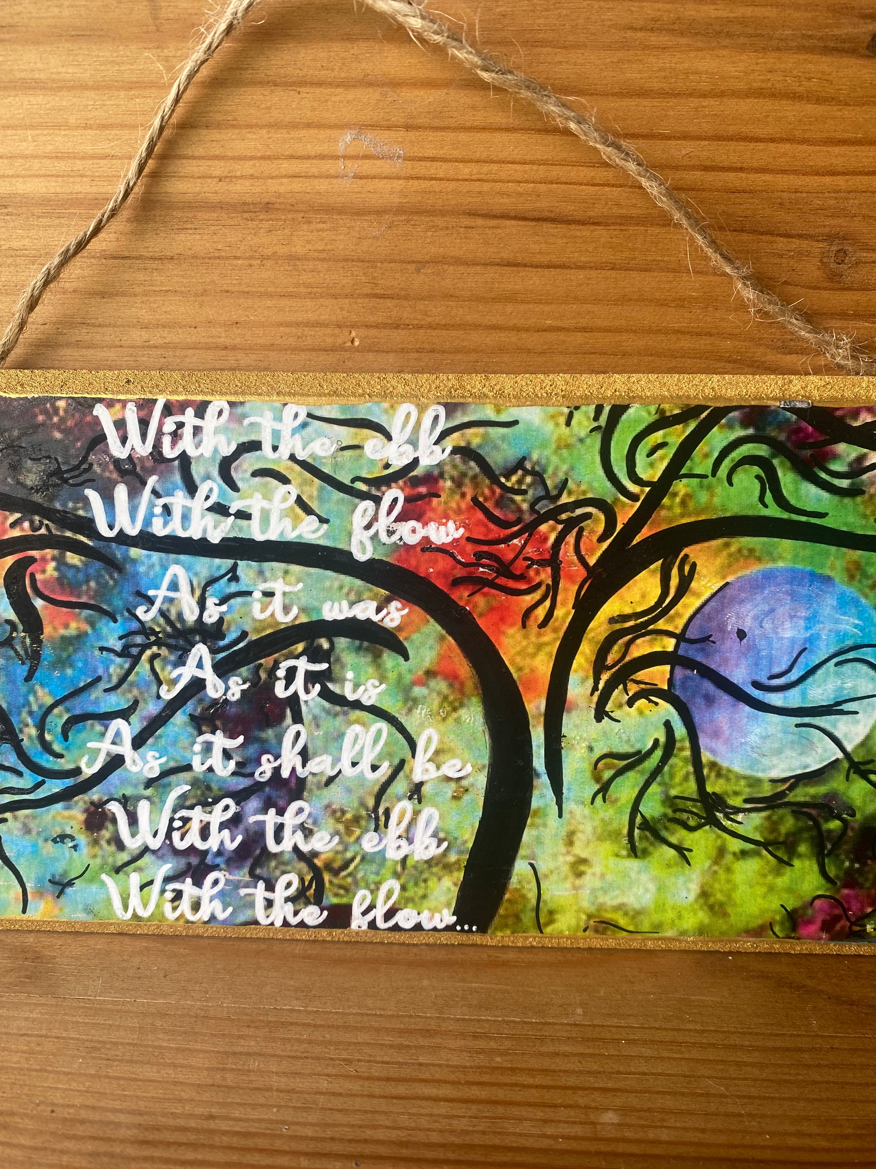 “With the Ebb, With the Flow” Swirly Hand Painted Plaque