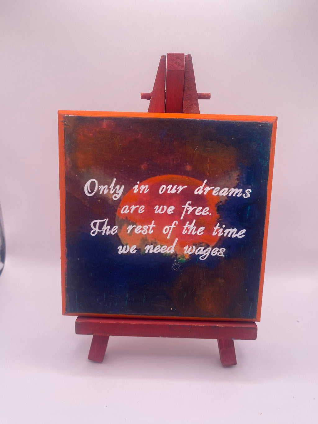 “Only in Our Dreams Are We Free” Hand Painted, Terry Pratchett-inspired Plaque with Easel, sign with quote, Discworld