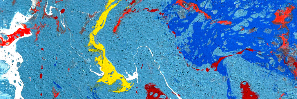 Blue Colour Splash - Original Abstract Painting, acrylic paint pour. 40cm x 60 cm