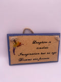 Magical fairy, “Laughter is timeless…” hand painted plaque, wallhanging sign with quote, Disney, Peter Pan inspired Tinkerbell, bookish