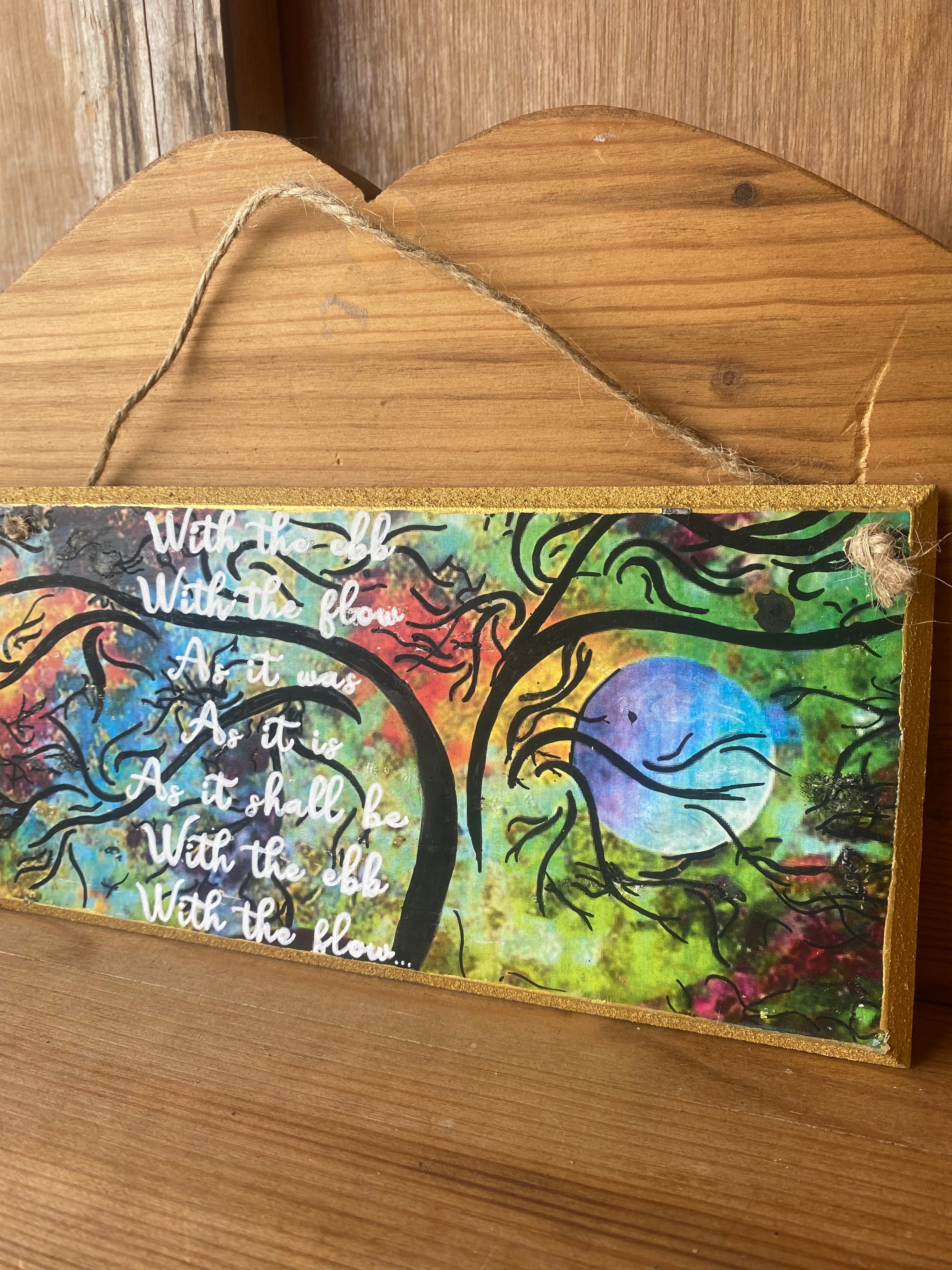 “With the Ebb, With the Flow” Swirly Hand Painted Plaque