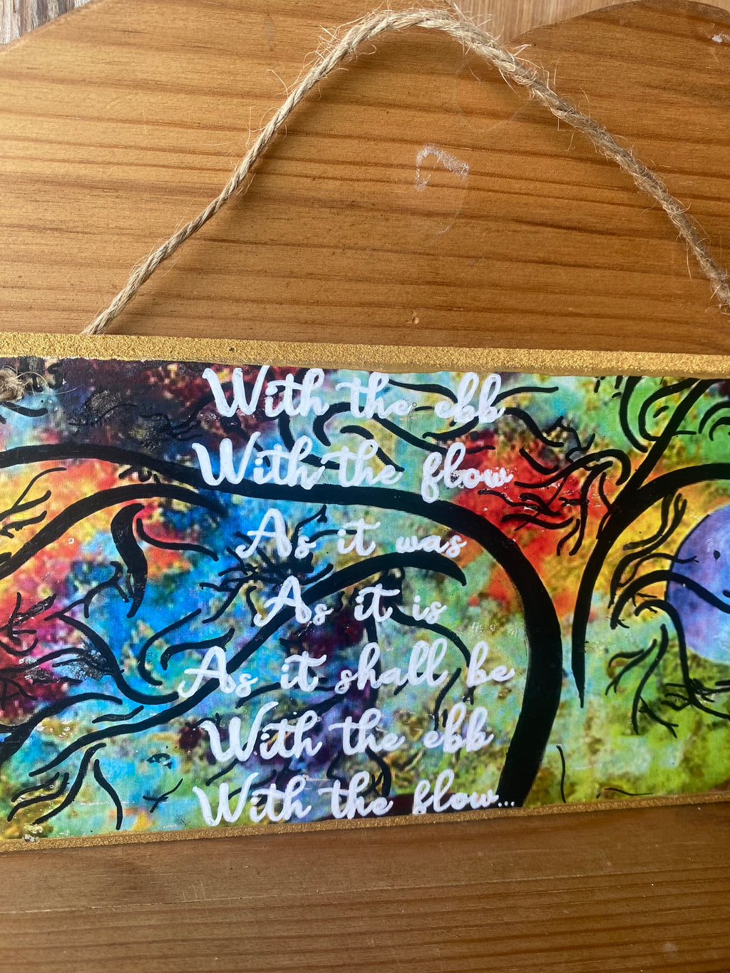 “With the Ebb, With the Flow” Swirly Hand Painted Plaque