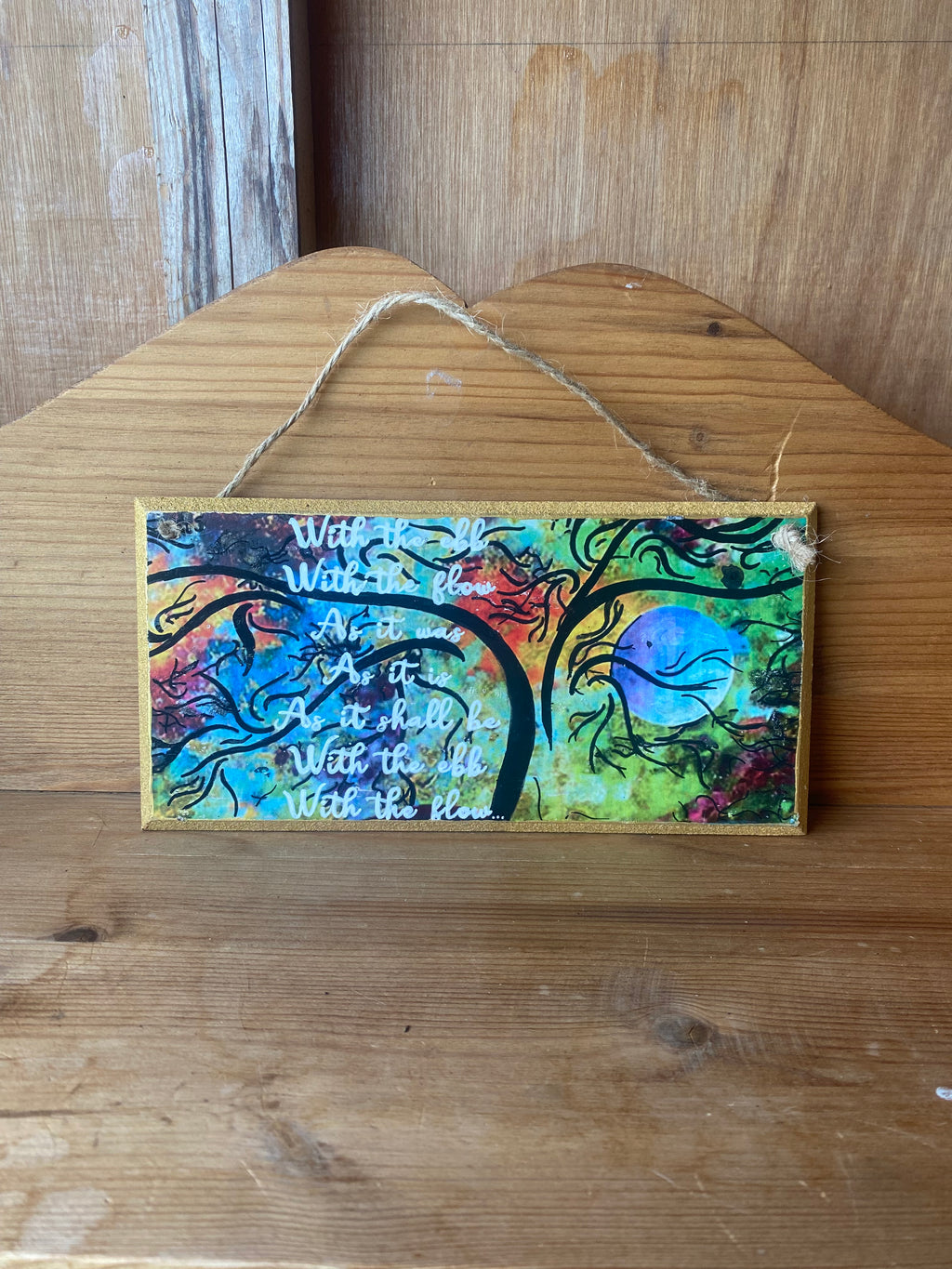 “With the Ebb, With the Flow” Swirly Hand Painted Plaque