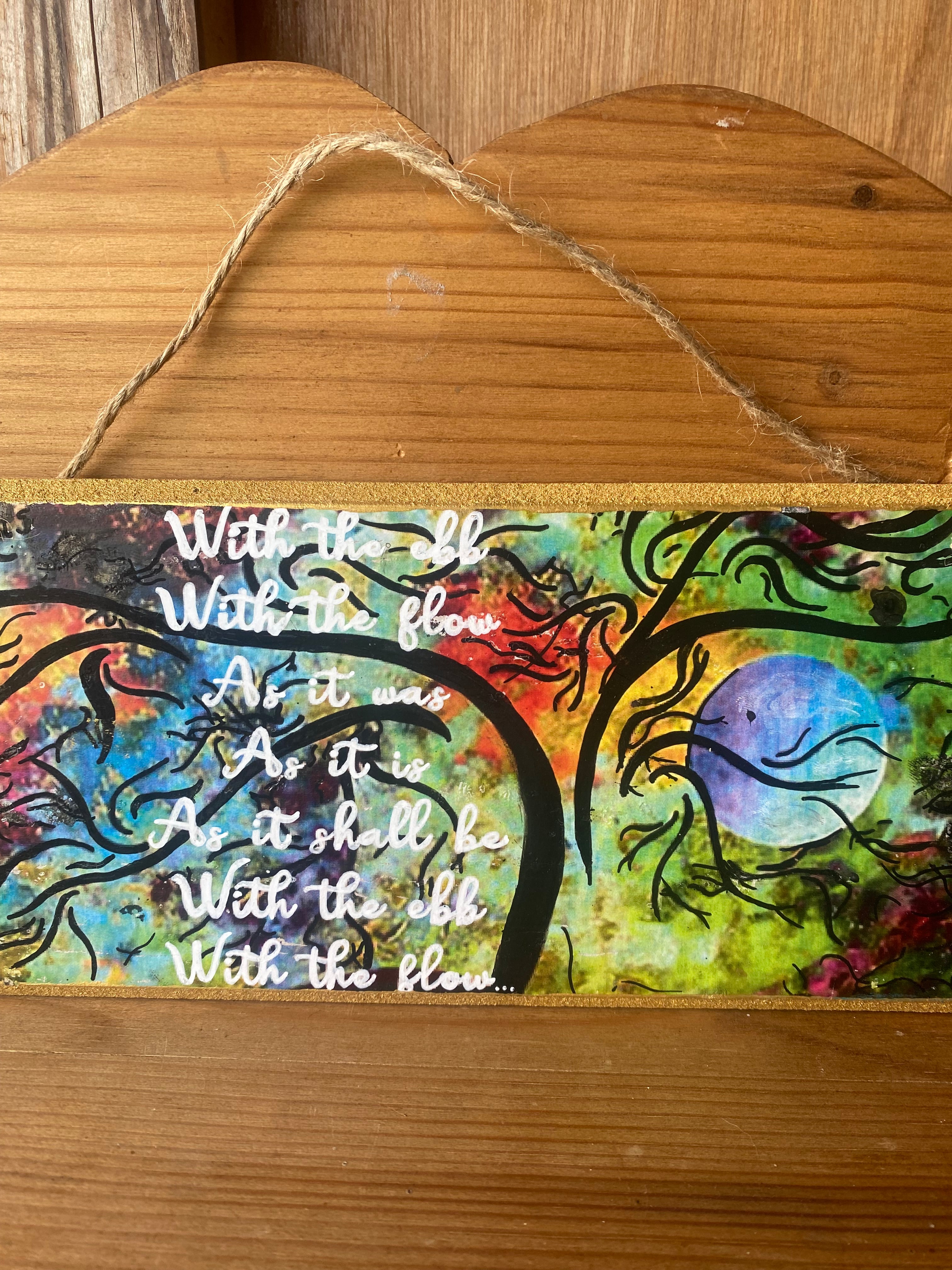 “With the Ebb, With the Flow” Swirly Hand Painted Plaque