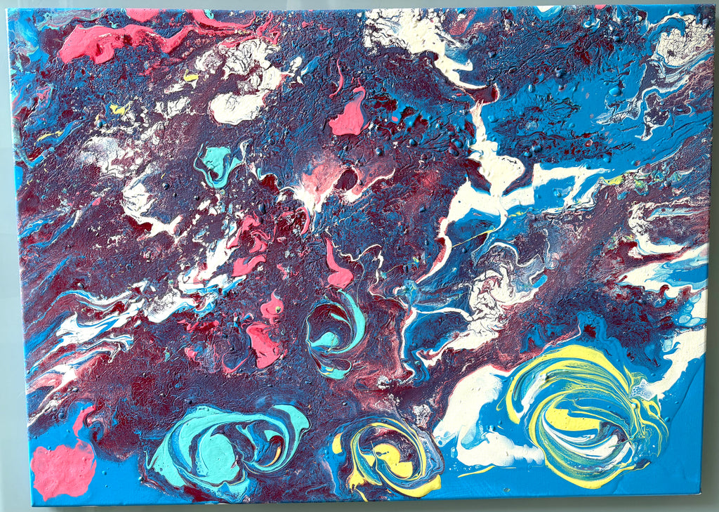 Bluey ice cream colour splash delight-acrylic paint pour 50 x 70 cm