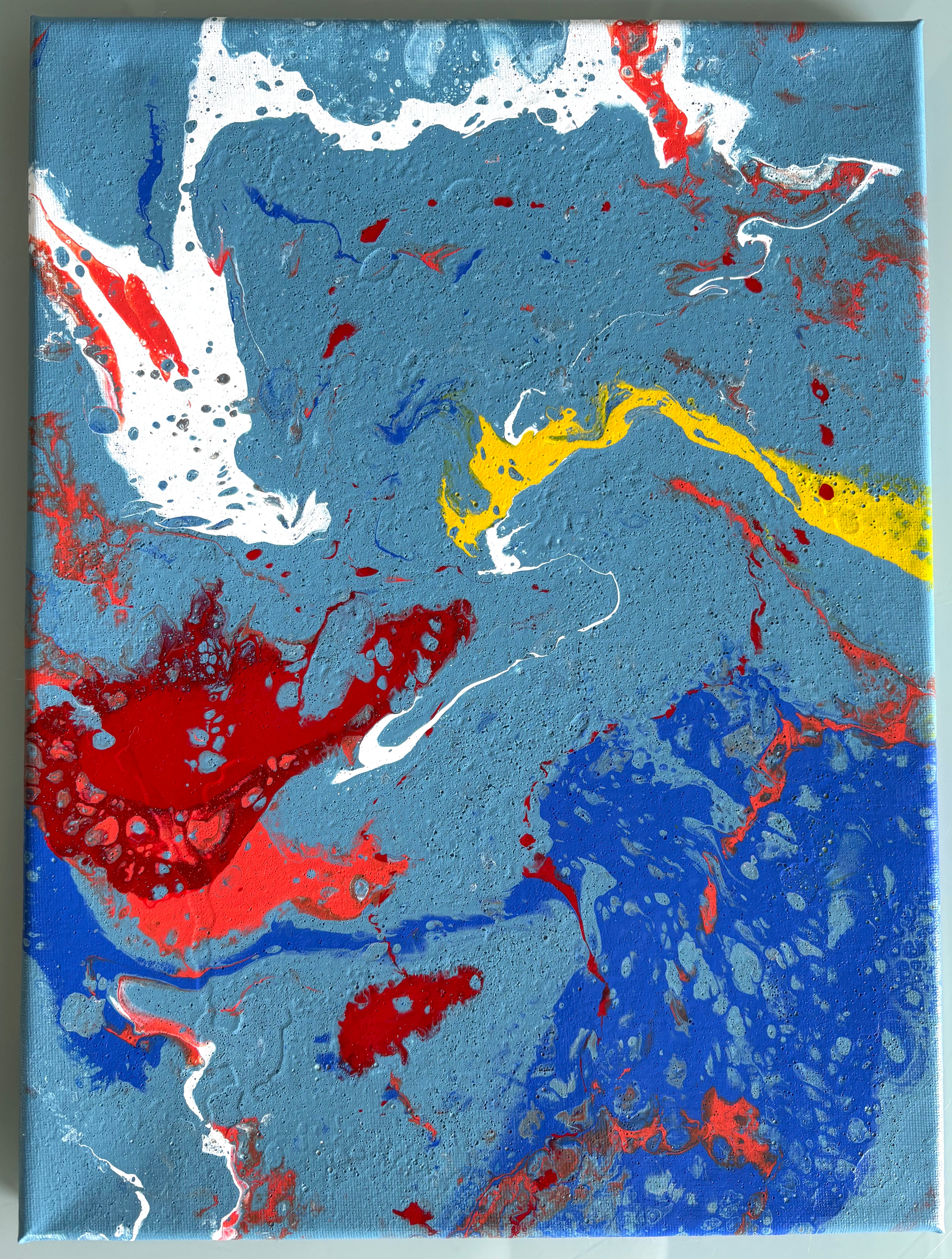 Blue Colour Splash - Original Abstract Painting, acrylic paint pour. 40cm x 60 cm