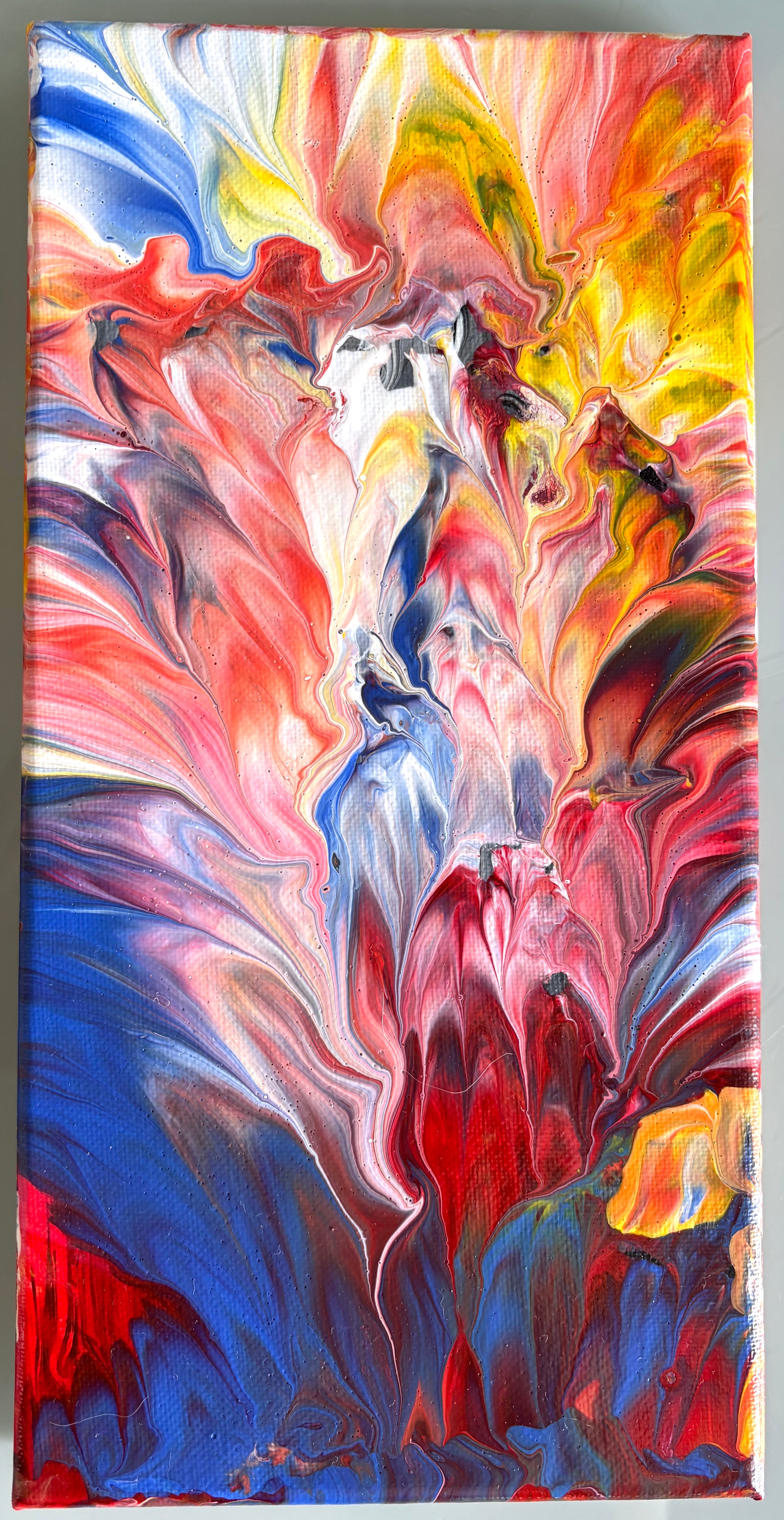 Colour Splash 3 - Original Painting, acrylic paint pour. 30 x 15 cm