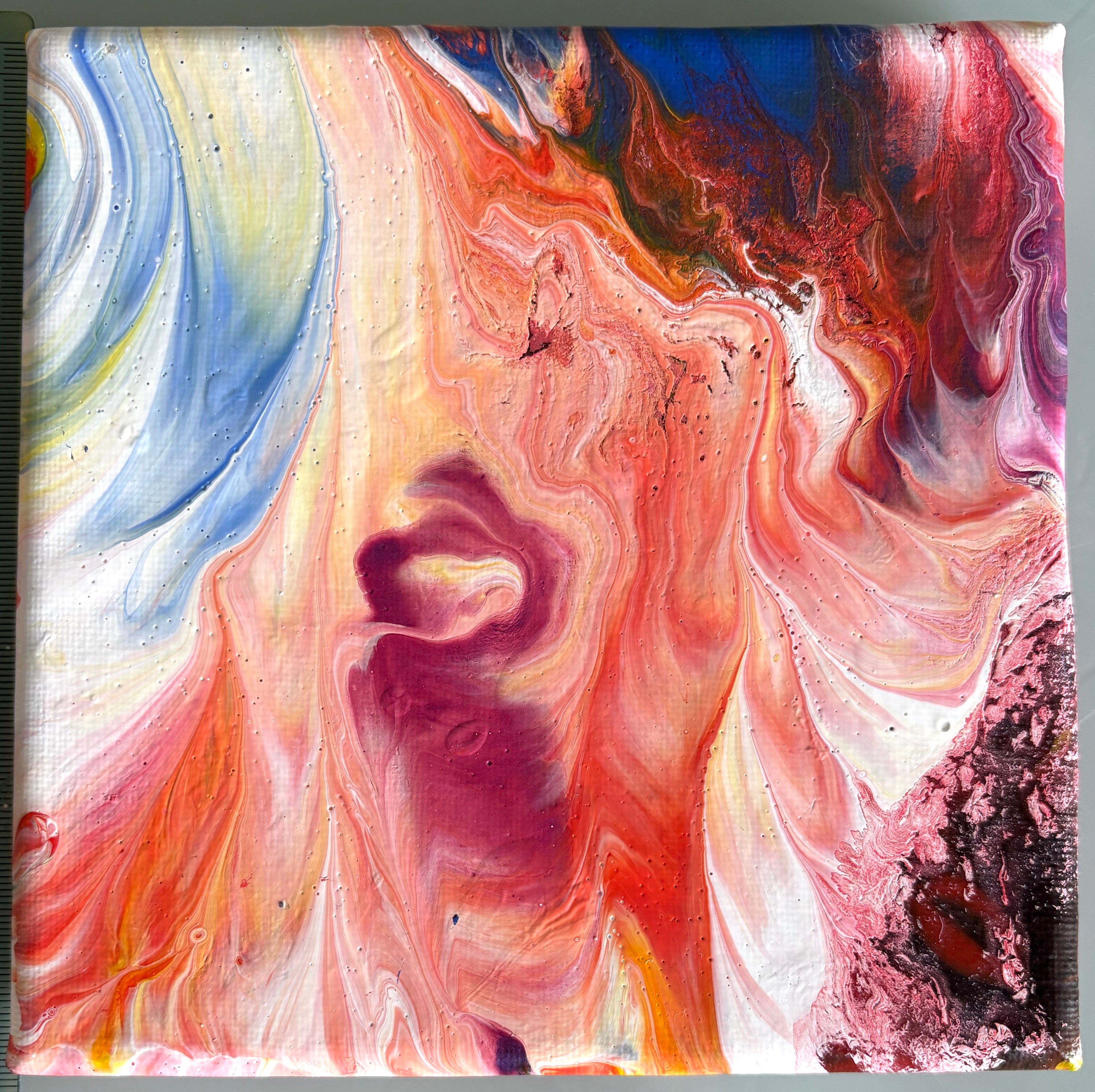 Colour Splash  5, 6, 7, 8 - Set of 4 small Original Paintings, acrylic paint pour. 15 x 15 cm