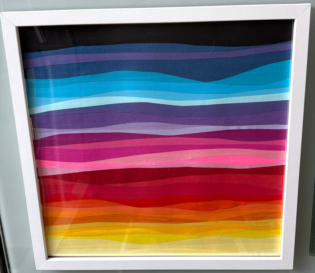 Five Sunsets in 5 mediums - Framed 30 x 30cm
