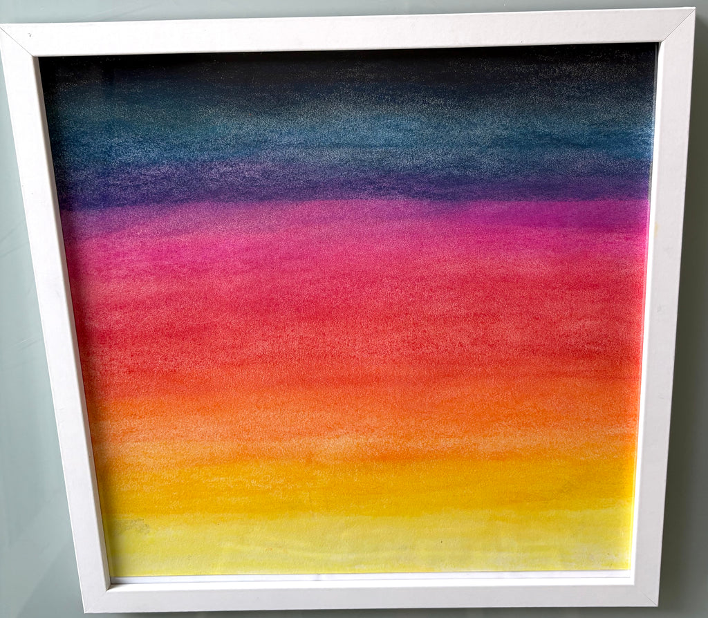 Five Sunsets in 5 mediums - Framed 30 x 30cm
