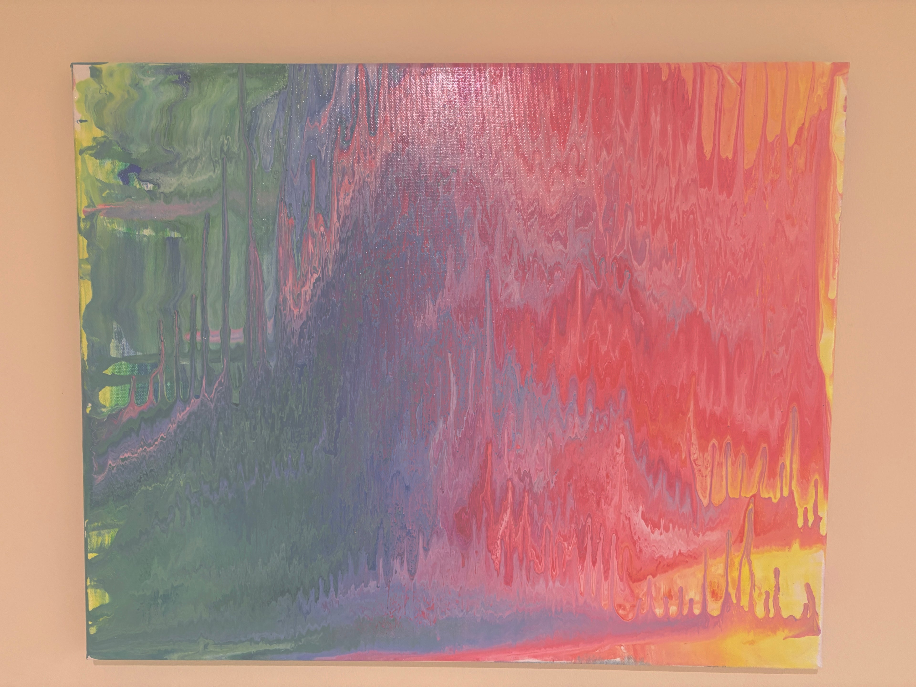 Magic multicolour grotto - Abstract Original Painting, acrylic paint pour. 51 x 40.5 cm