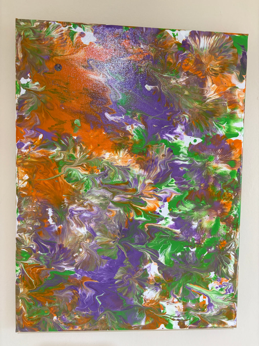 Secondary Colour Splash 2 - Original Painting, acrylic paint pour. 30 x 40 cm