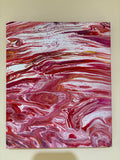 Creamy Jammy red riot Splash - Original Abstract Painting, acrylic paint pour. 30 x 25.5 cm