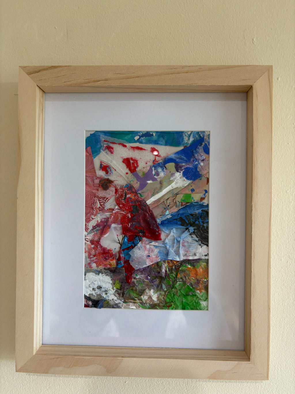 Abstract colour Collages X2 - Mix media acrylic painted, Framed: 27.5cm x 22.5cm