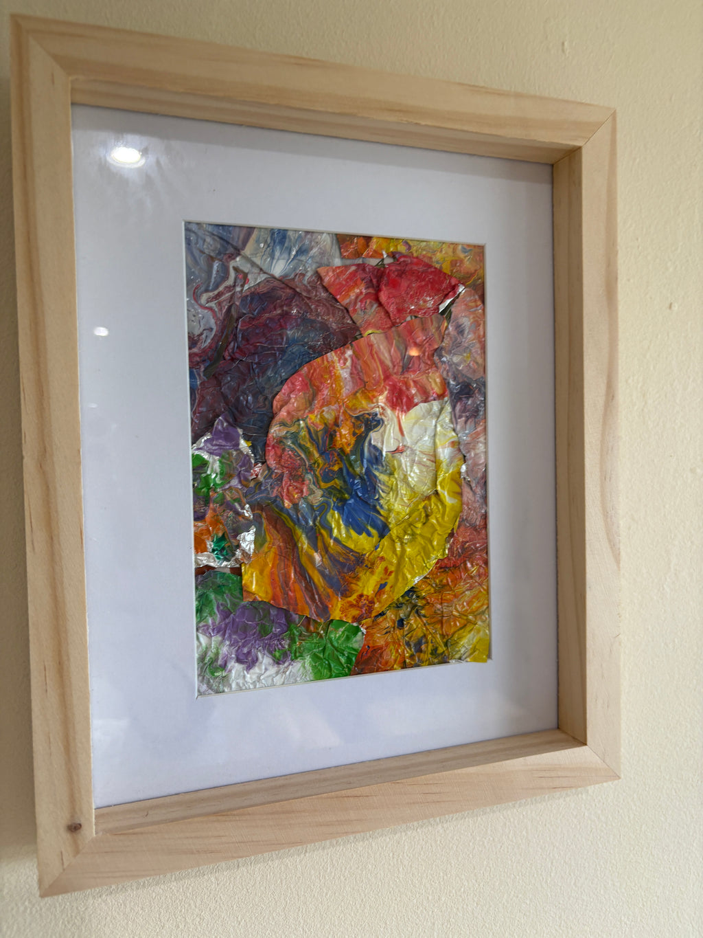 Abstract colour Collages X2 - Mix media acrylic painted, Framed: 27.5cm x 22.5cm
