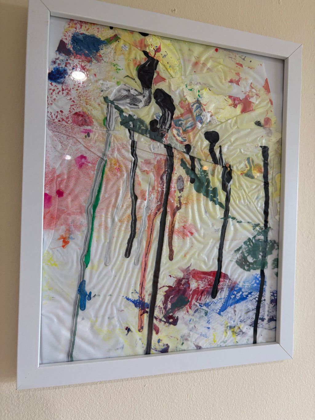 Abstract colour Collages (3) - Mix media acrylic painted, Framed: 22.3cm x 27.4cm