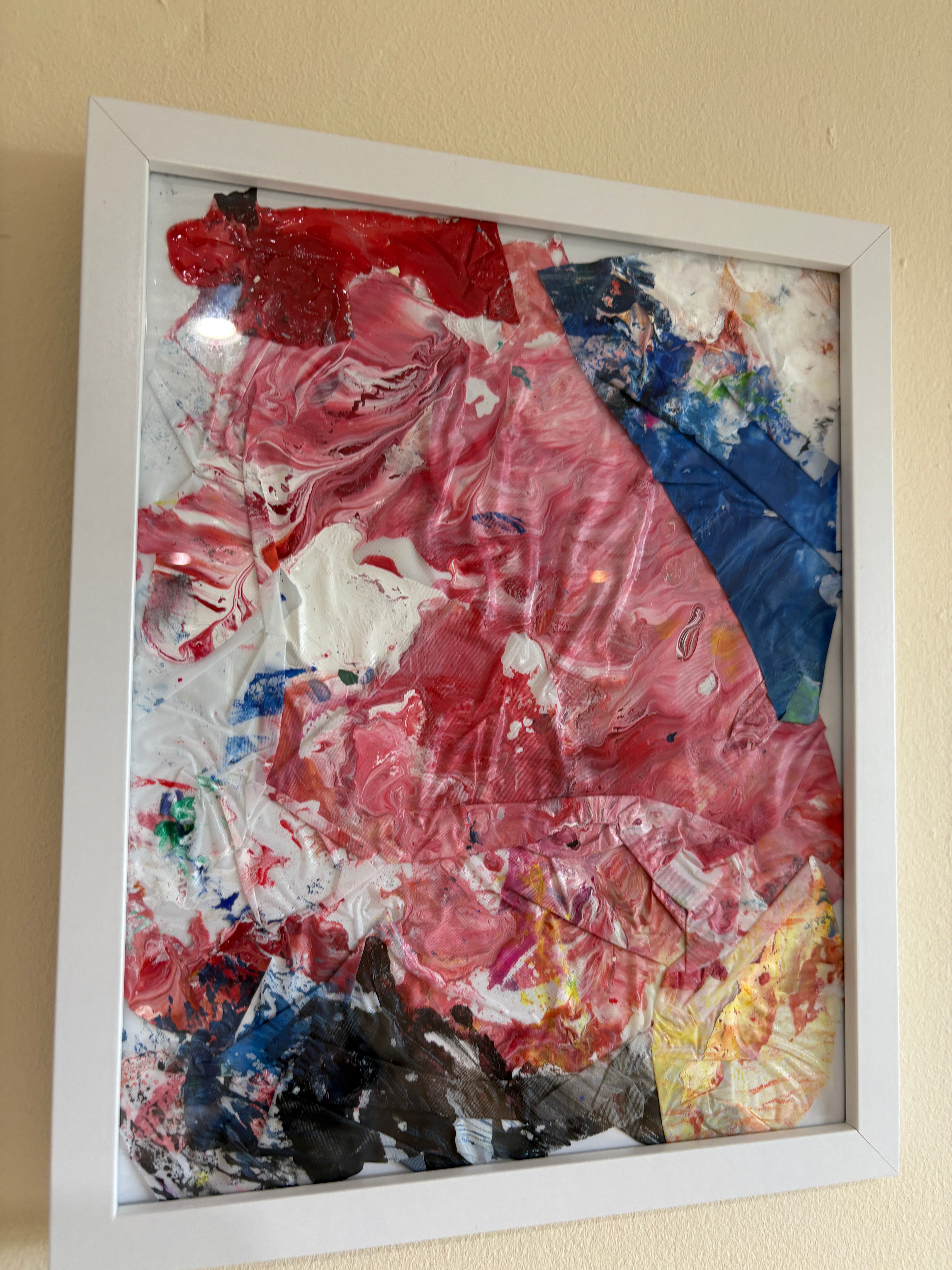 Abstract colour Collages (3) - Mix media acrylic painted, Framed: 22.3cm x 27.4cm