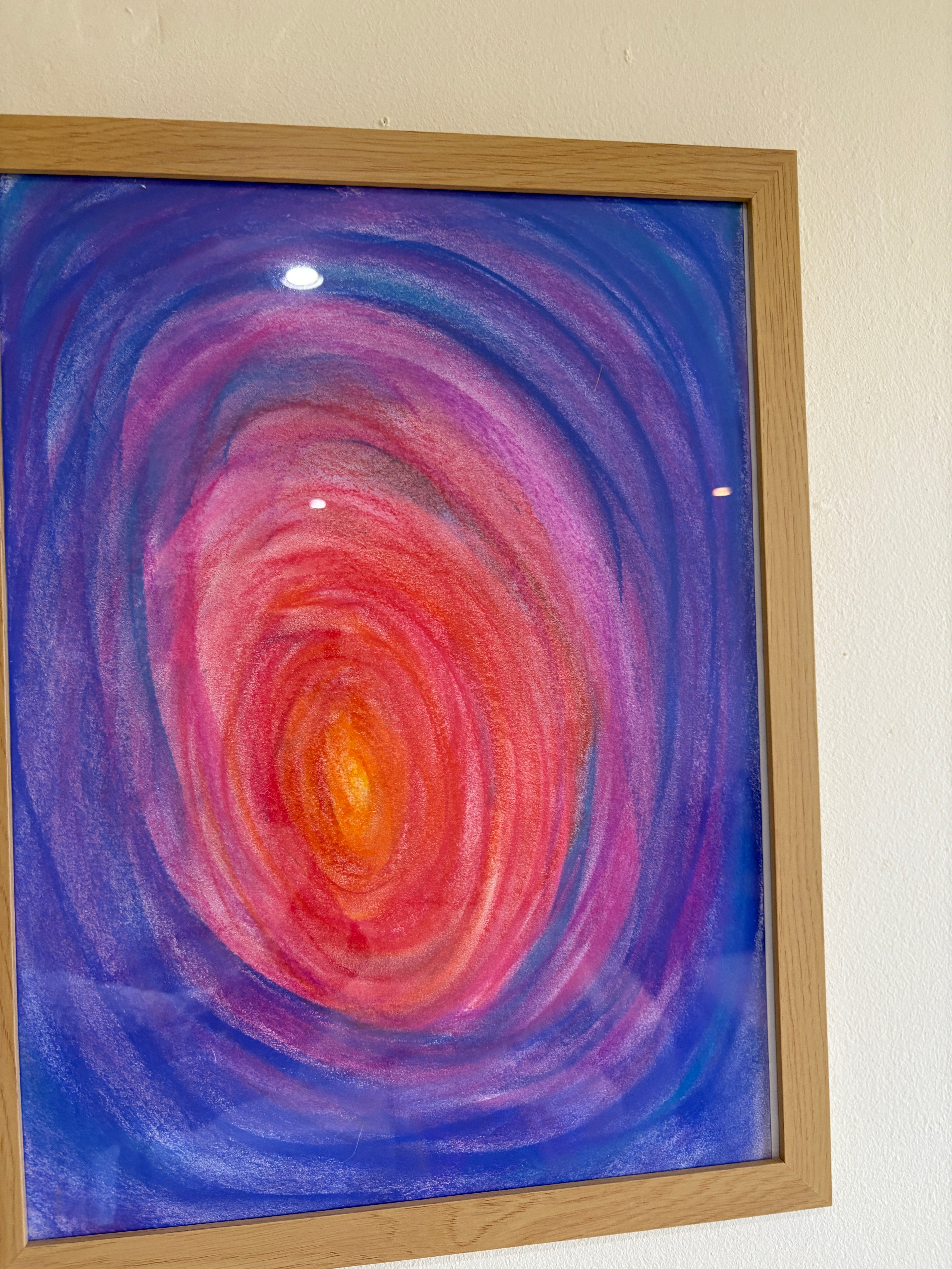 Large abstract colour pastel - Framed: 43cm x 33cm