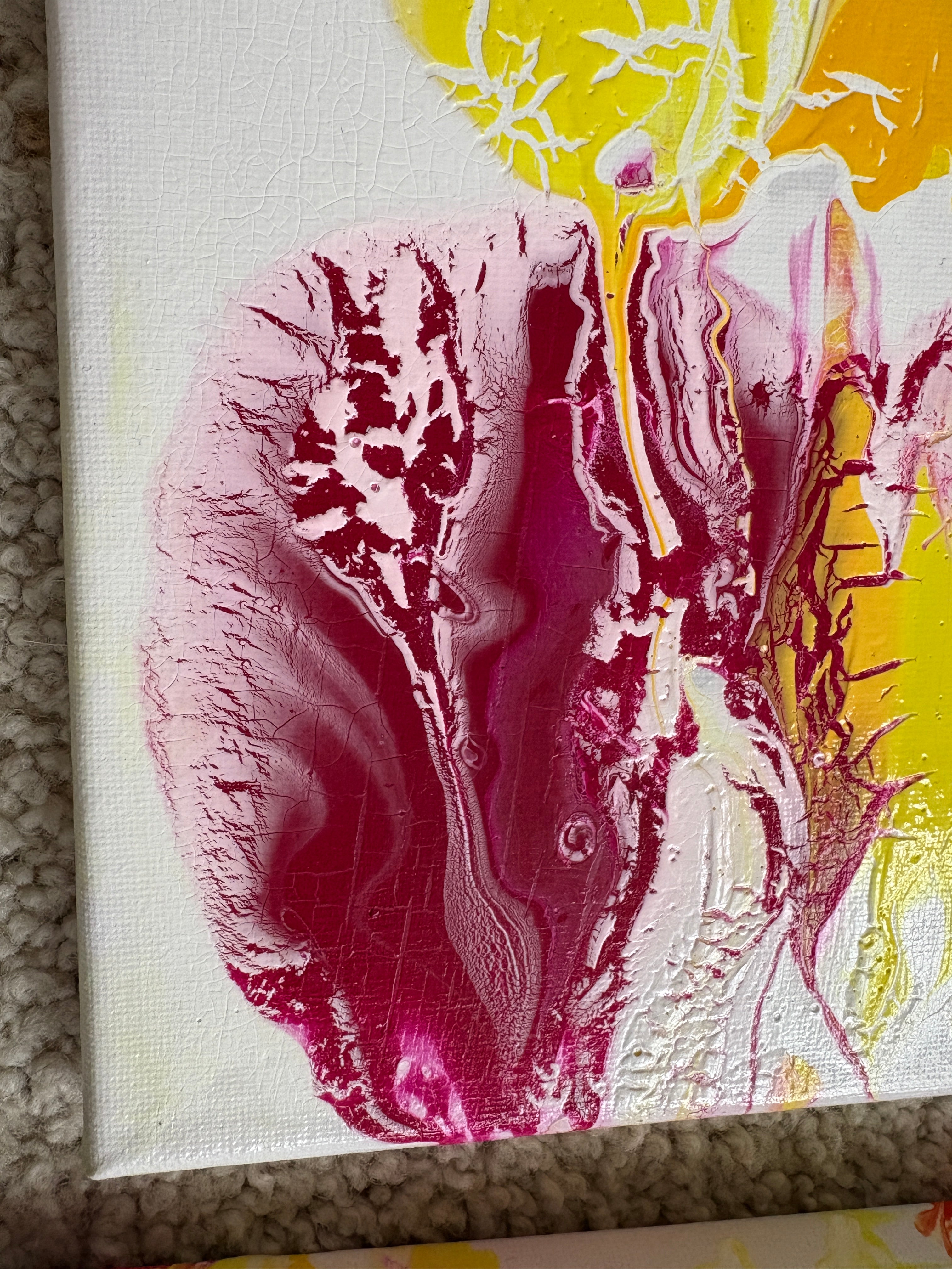 Glorious swirling warm colours - a pair of original Acrylic Abstract paintings 40 x 30 cm