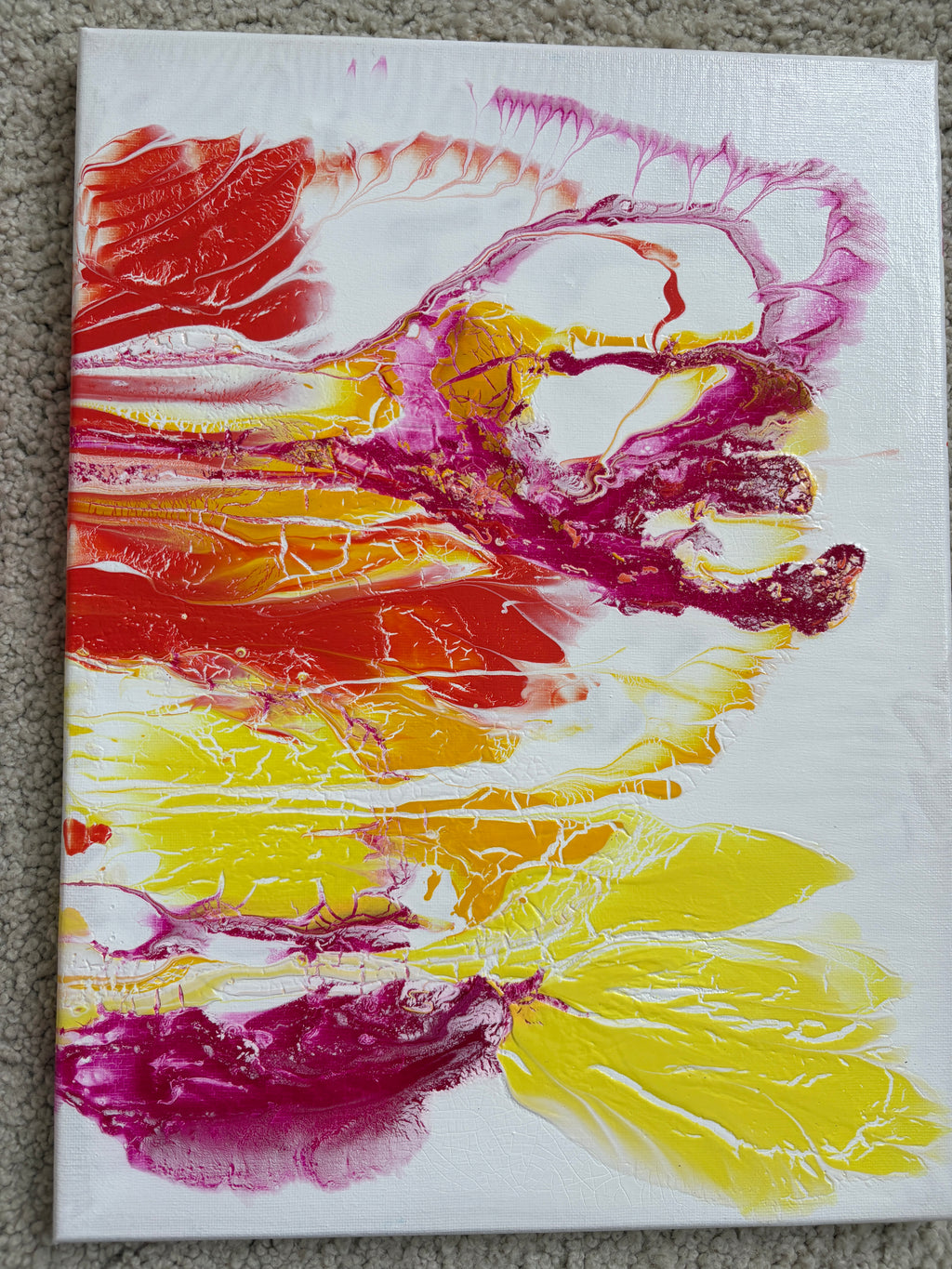 Glorious swirling warm colours - a pair of original Acrylic Abstract paintings 40 x 30 cm