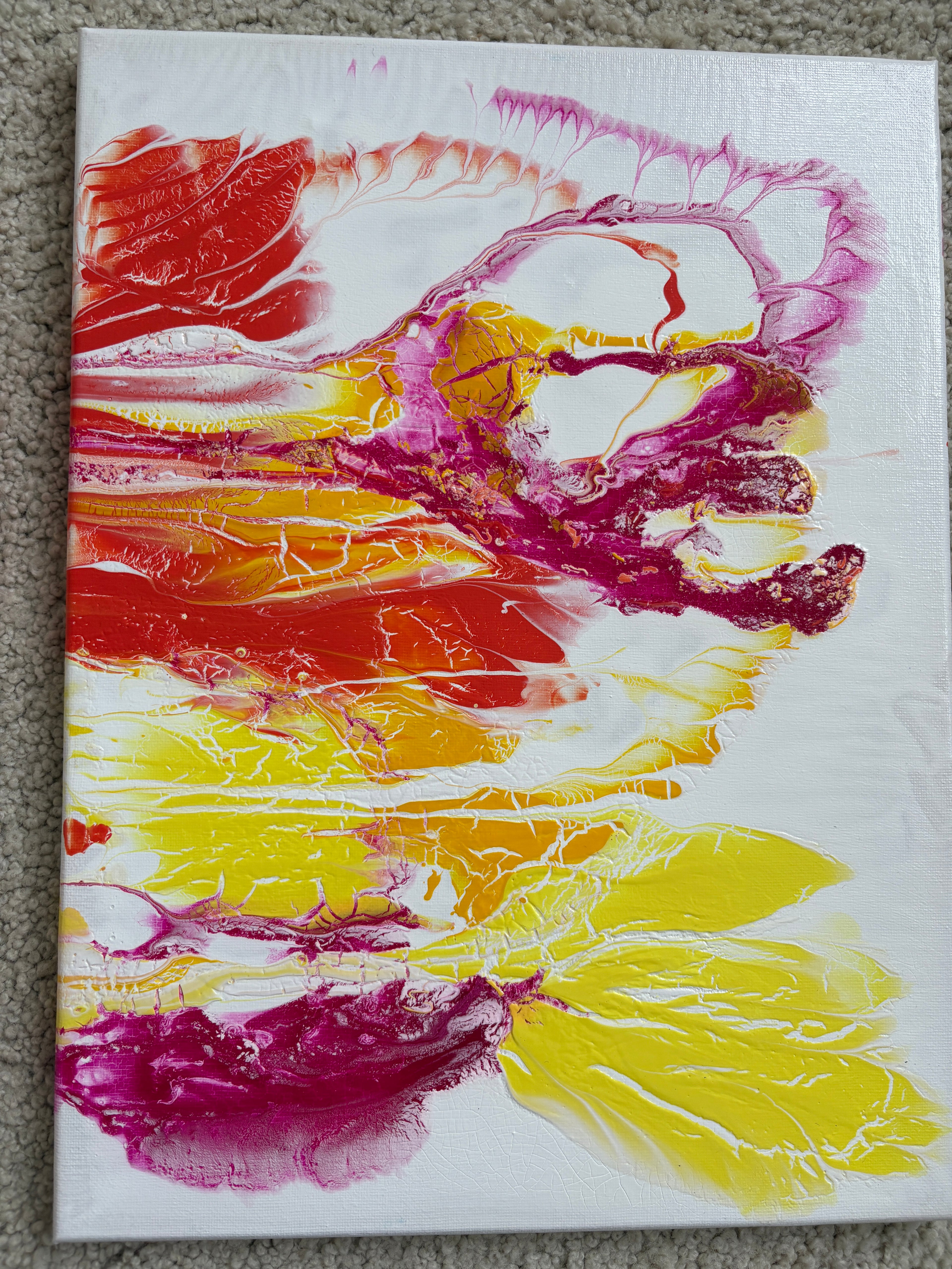 Glorious swirling warm colours - a pair of original Acrylic Abstract paintings 40 x 30 cm