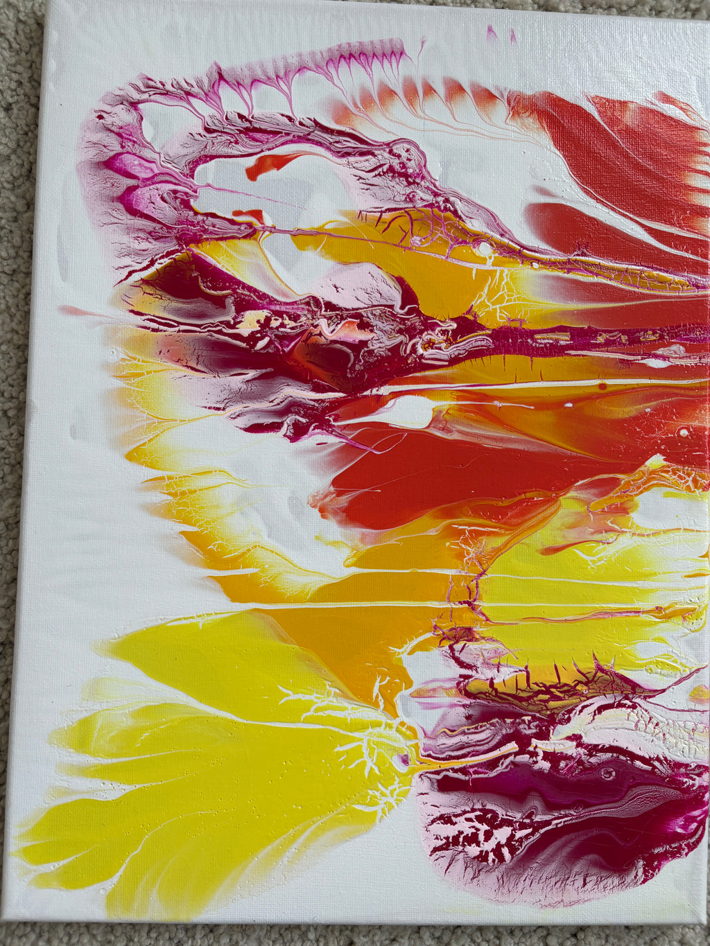 Glorious swirling warm colours - a pair of original Acrylic Abstract paintings 40 x 30 cm