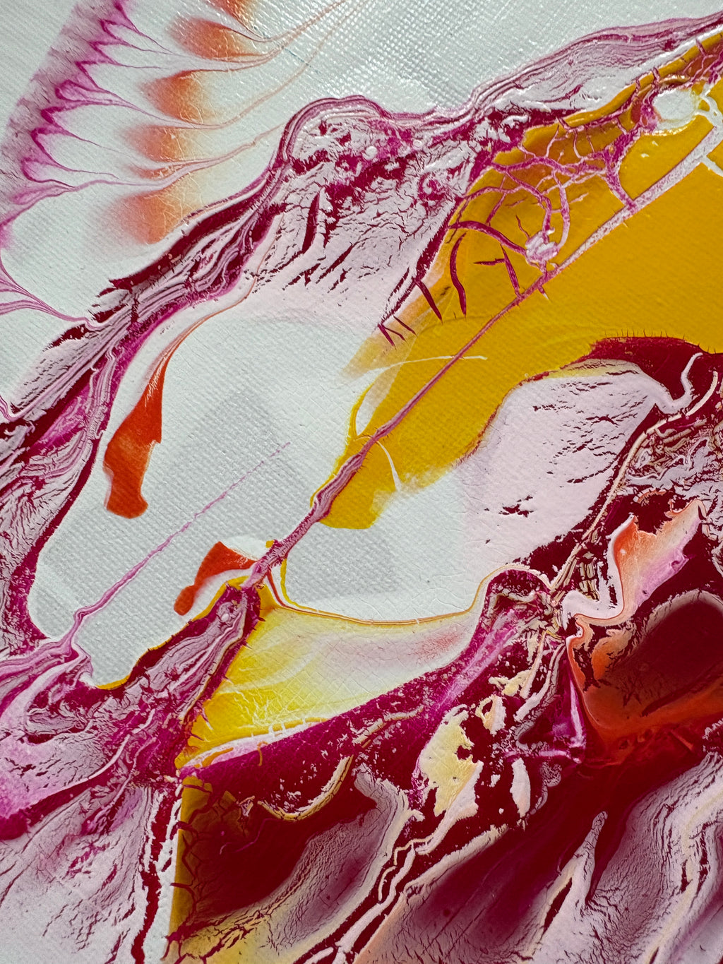 Glorious swirling warm colours - a pair of original Acrylic Abstract paintings 40 x 30 cm