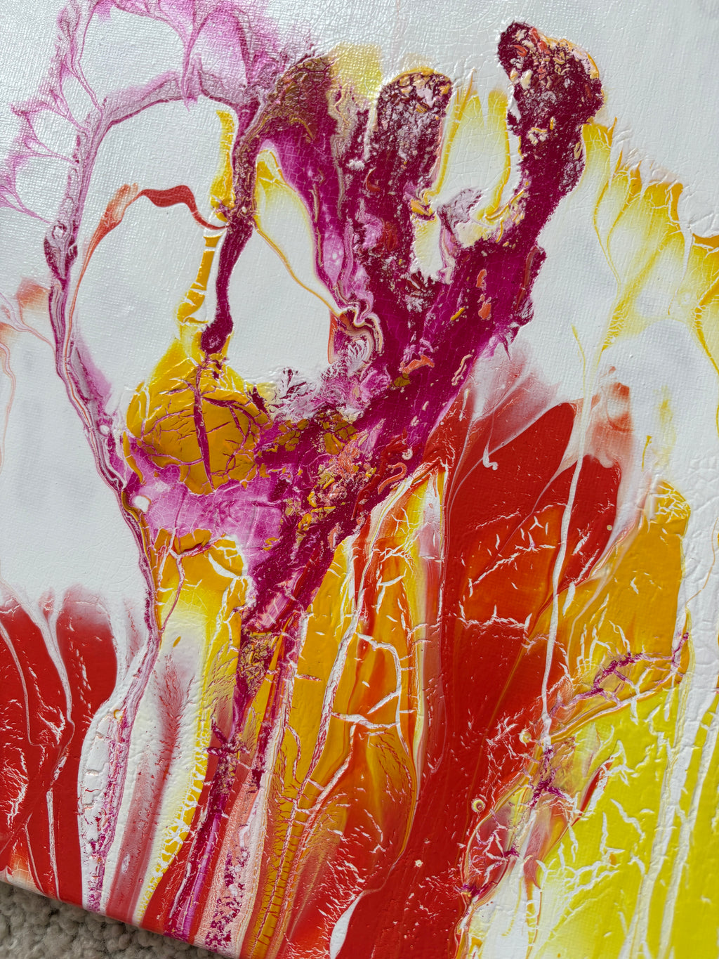 Glorious swirling warm colours - a pair of original Acrylic Abstract paintings 40 x 30 cm