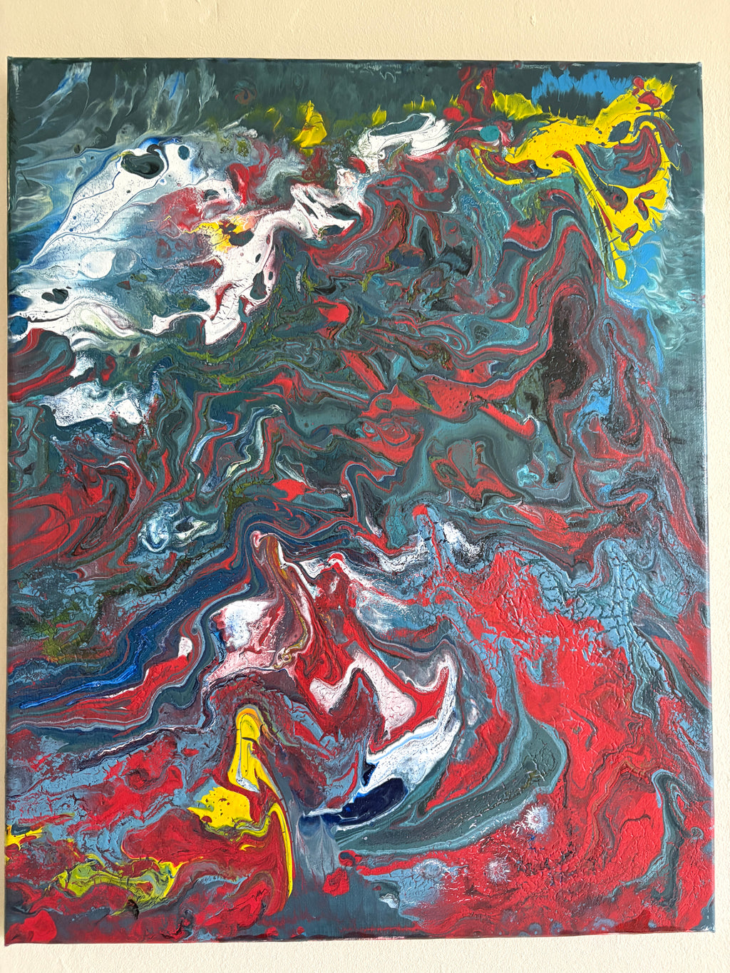 Moody swirling multicolours - Original Acrylic Abstract painting 40 x 50 cm