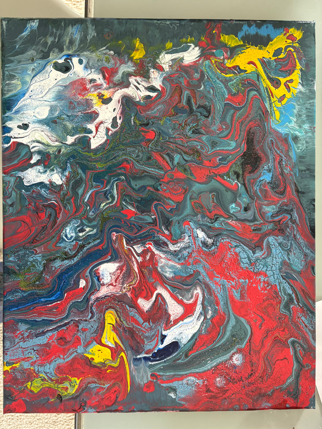 Moody swirling multicolours - Original Acrylic Abstract painting 40 x 50 cm
