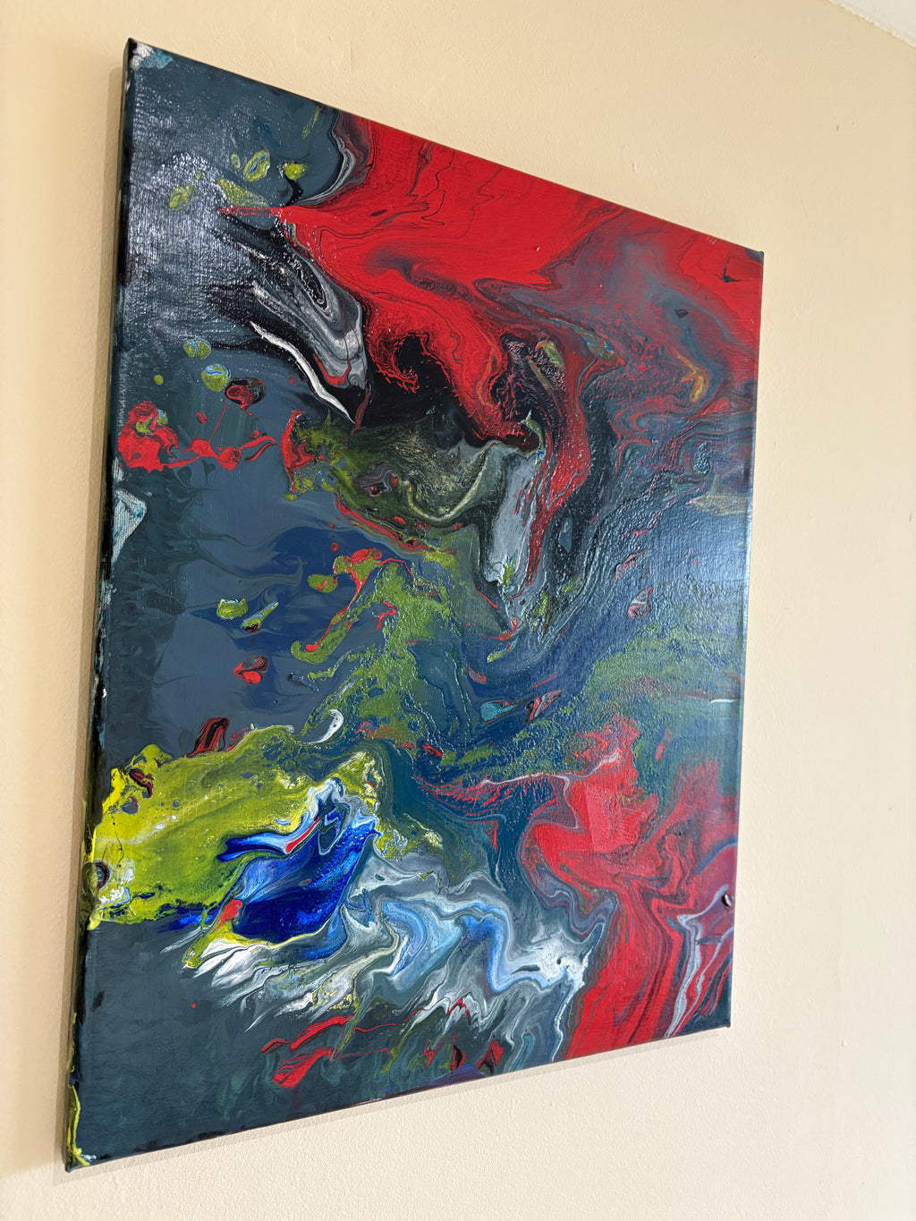 Brooding swirling multicolours - Original Acrylic Abstract painting 40 x 50 cm