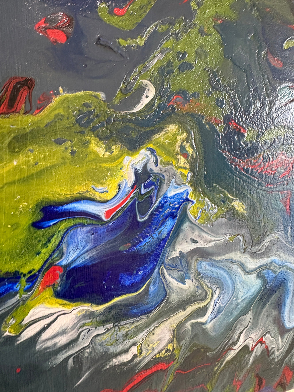Brooding swirling multicolours - Original Acrylic Abstract painting 40 x 50 cm