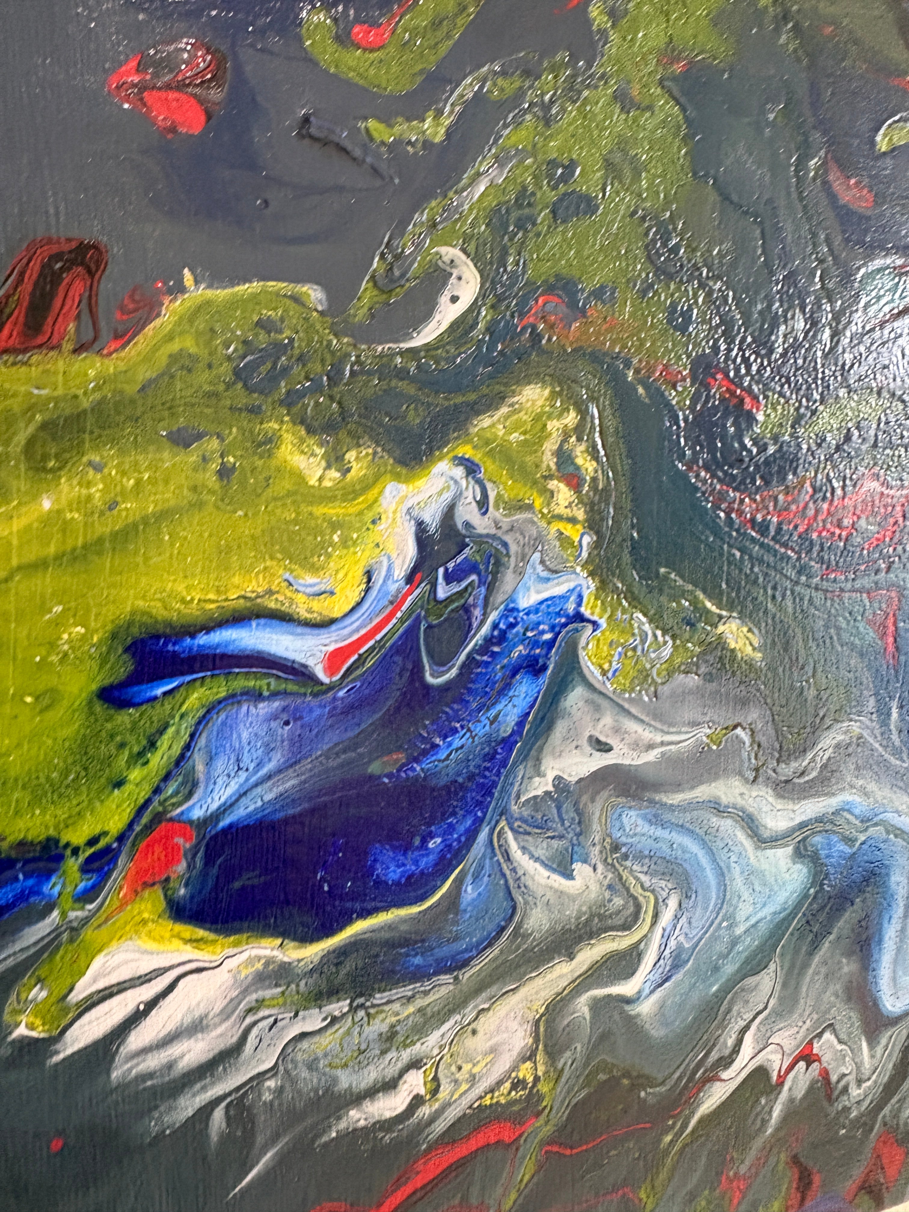 Brooding swirling multicolours - Original Acrylic Abstract painting 40 x 50 cm