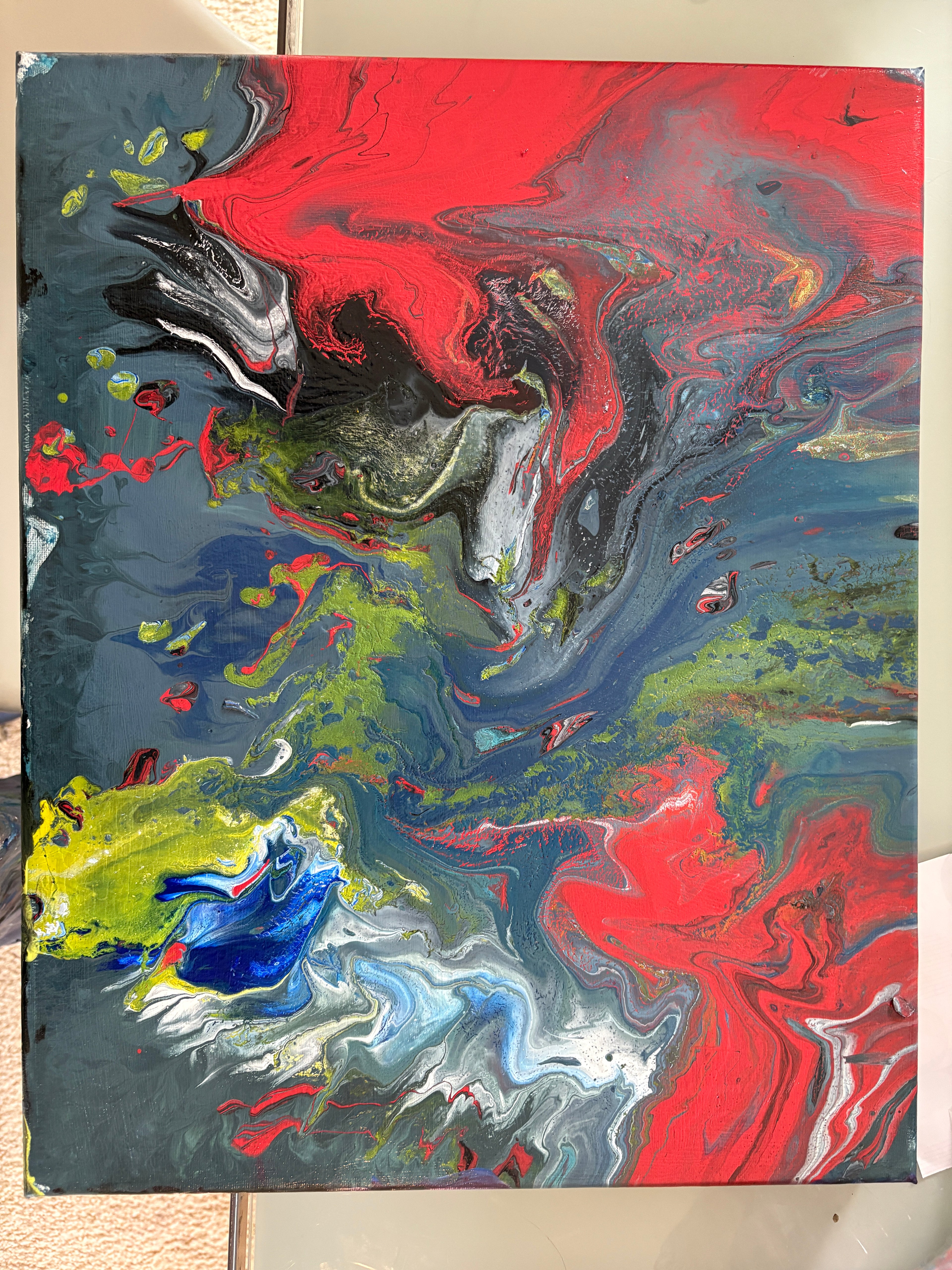 Brooding swirling multicolours - Original Acrylic Abstract painting 40 x 50 cm