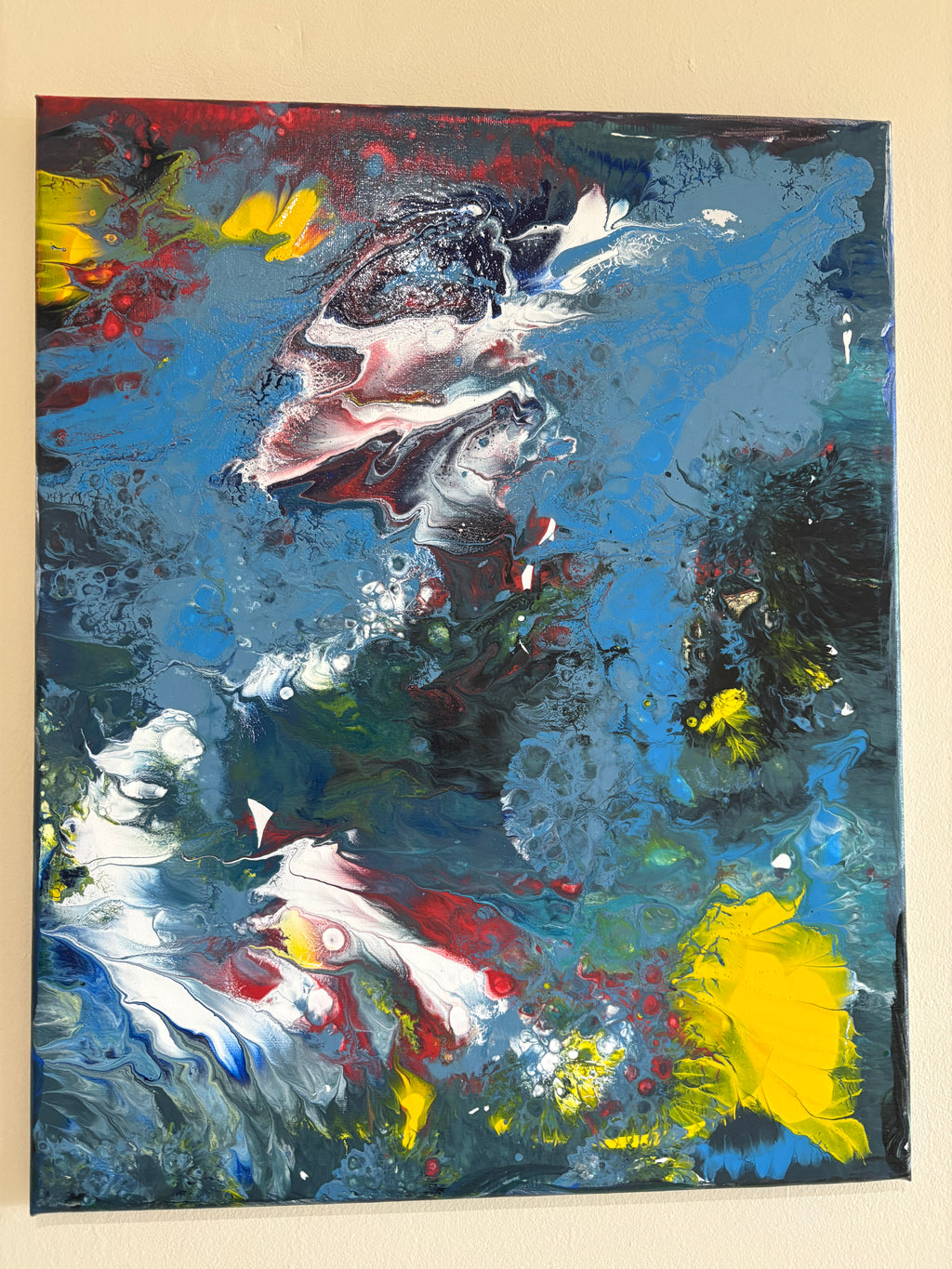 Chaotic swirling multicolours - Original Acrylic Abstract painting 40 x 50 cm