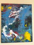 Chaotic swirling multicolours - Original Acrylic Abstract painting 40 x 50 cm
