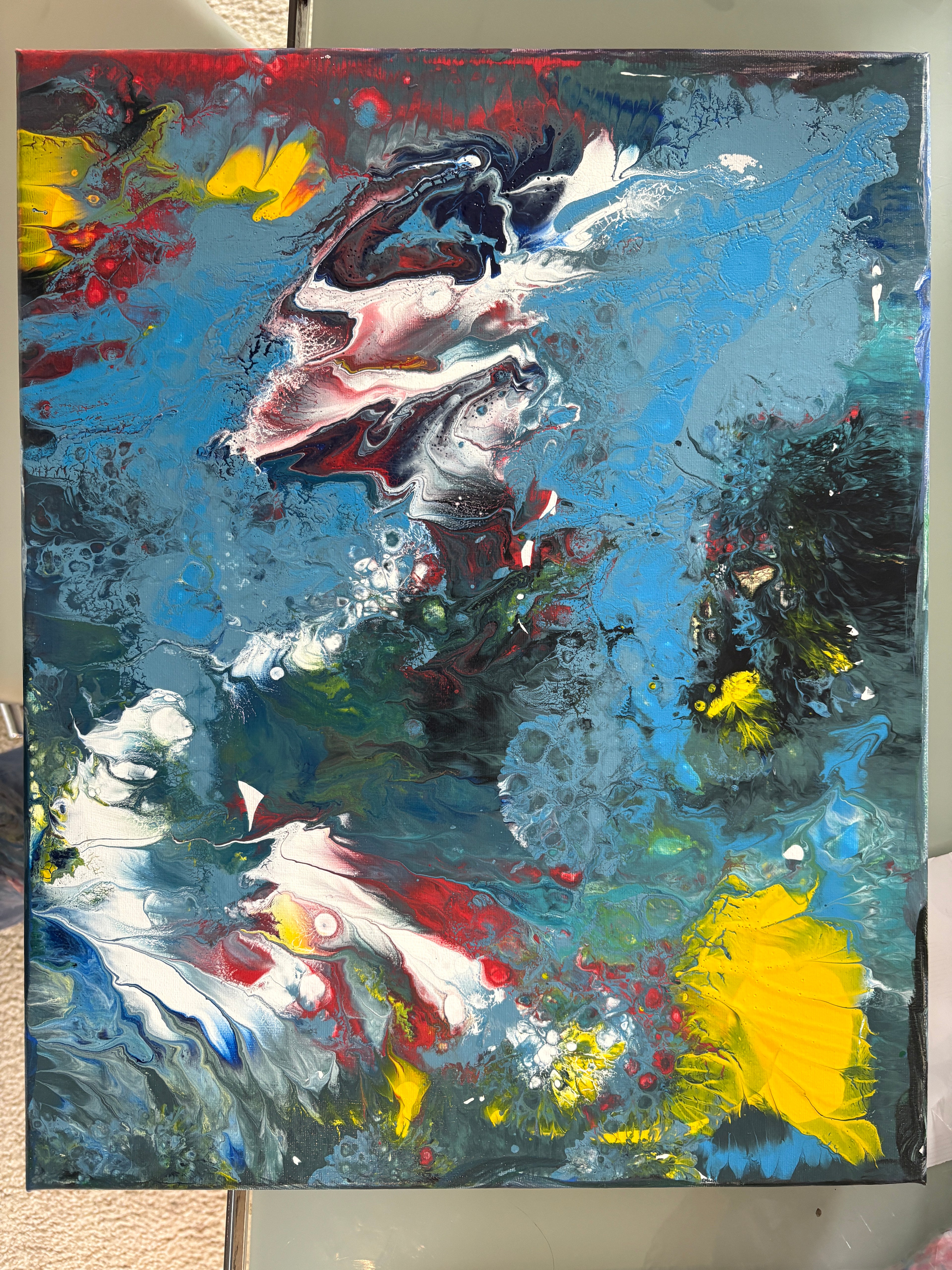Chaotic swirling multicolours - Original Acrylic Abstract painting 40 x 50 cm